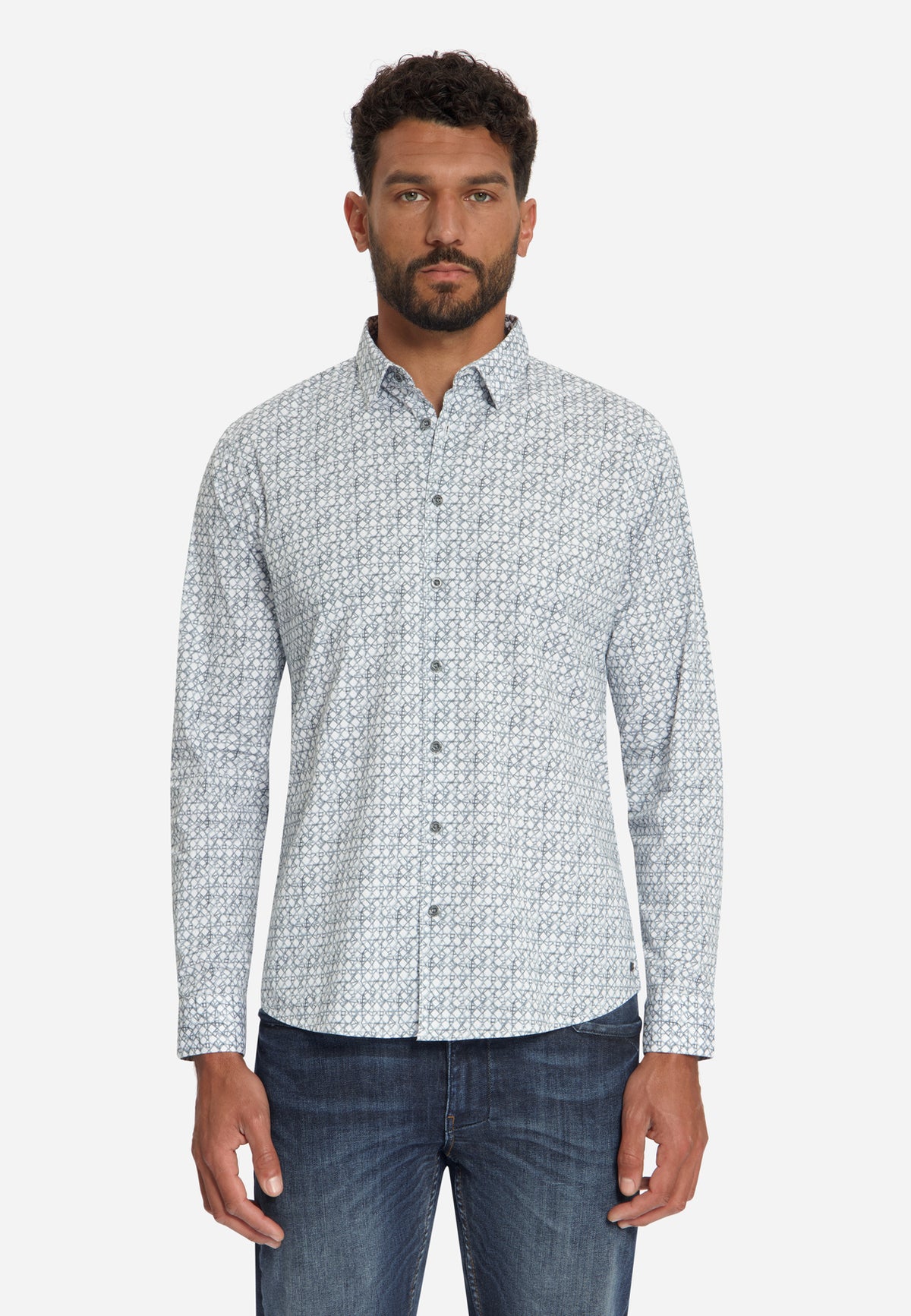 Chemise Stretch Imprimée | Dusty Blue