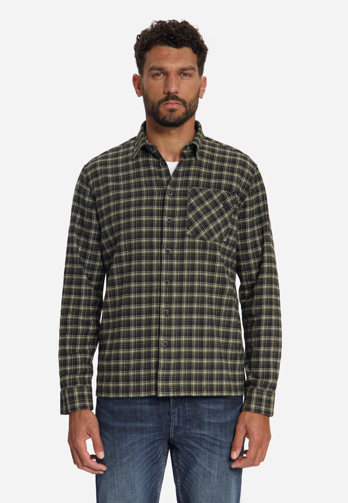 Chemise en coton à carreaux | moss