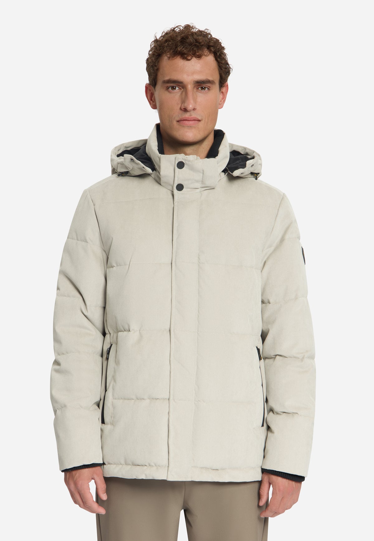Veste à capuche en velours côtelé | Stone