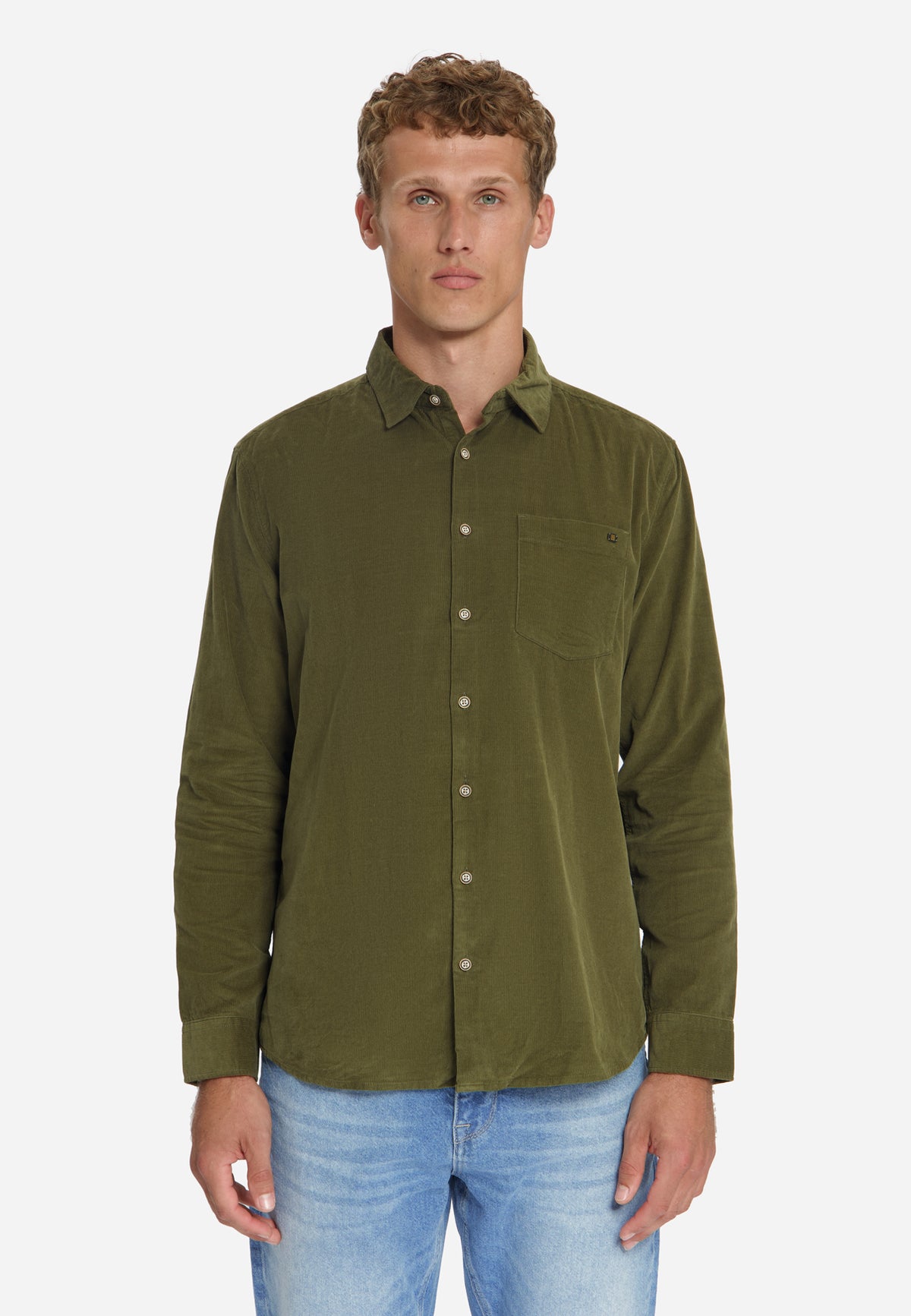 Chemise en velours côtelé fin | Moss