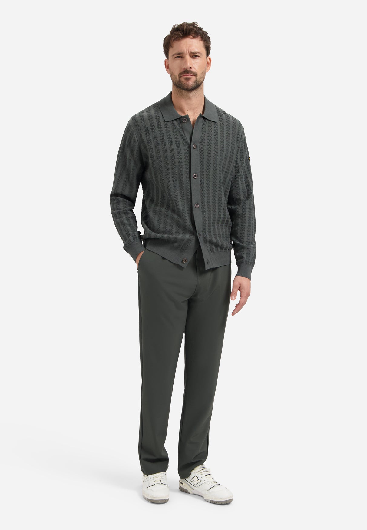 Gilet boutonné à col polo | Dark Steel