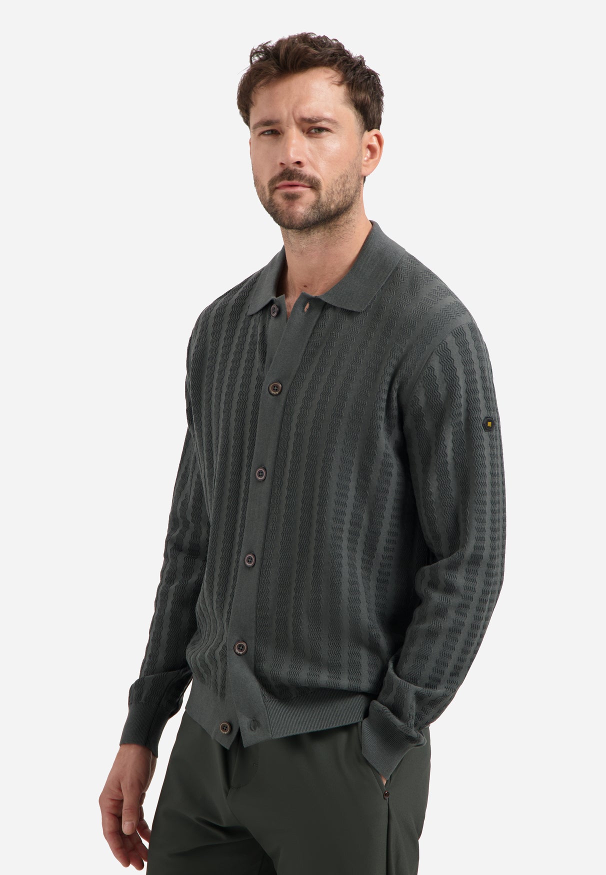 Gilet boutonné à col polo | Dark Steel