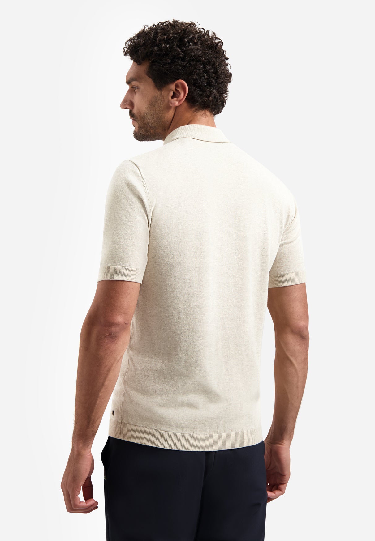 Knitted polo shirt with half-zip | Desert