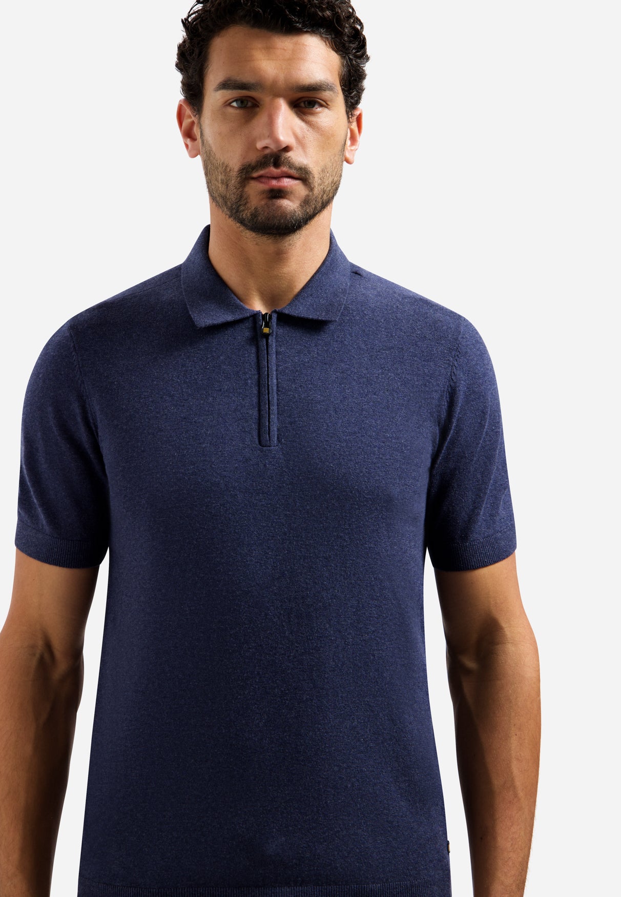 Knitted polo shirt with half-zip | Night