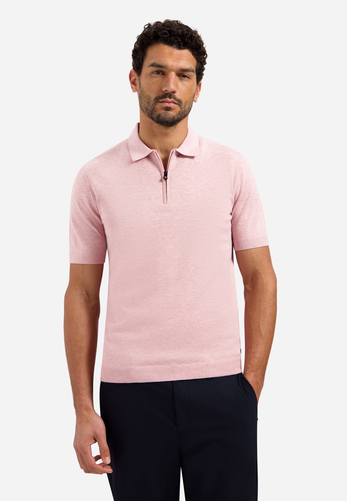 Polo tricoté à demi-zip | Light Mauve