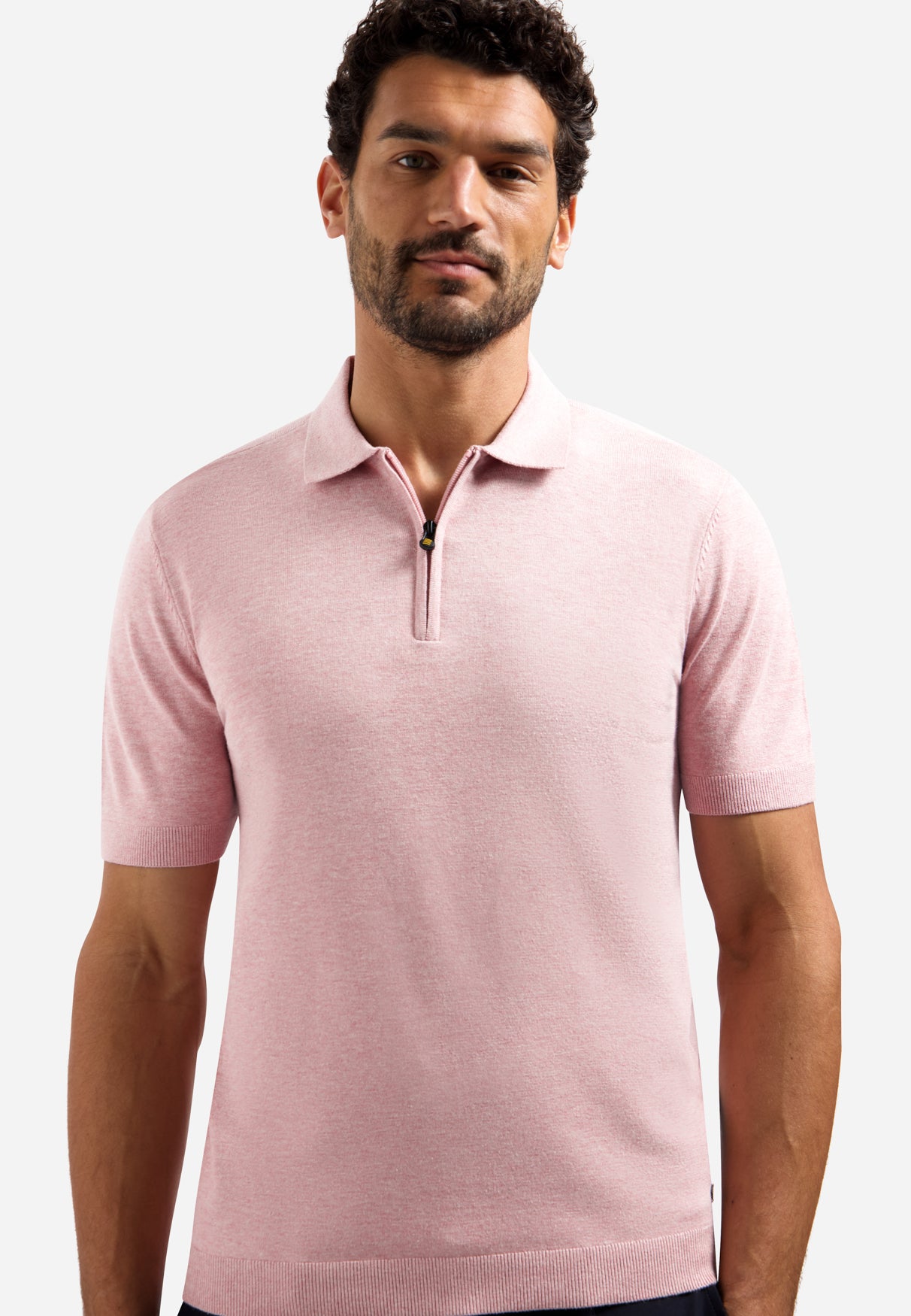 Polo tricoté à demi-zip | Light Mauve