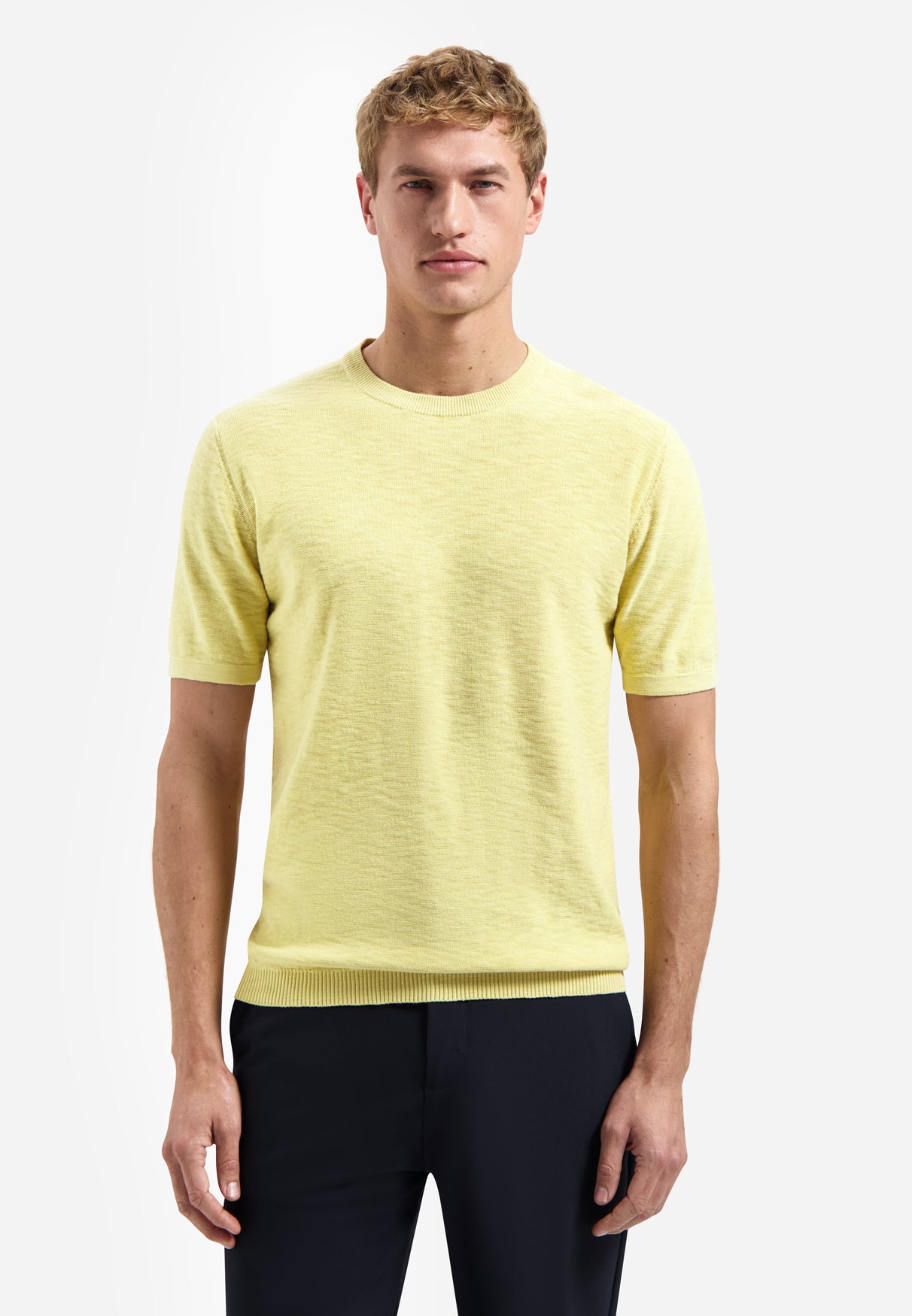 Knitted slub T-shirt | Yellow