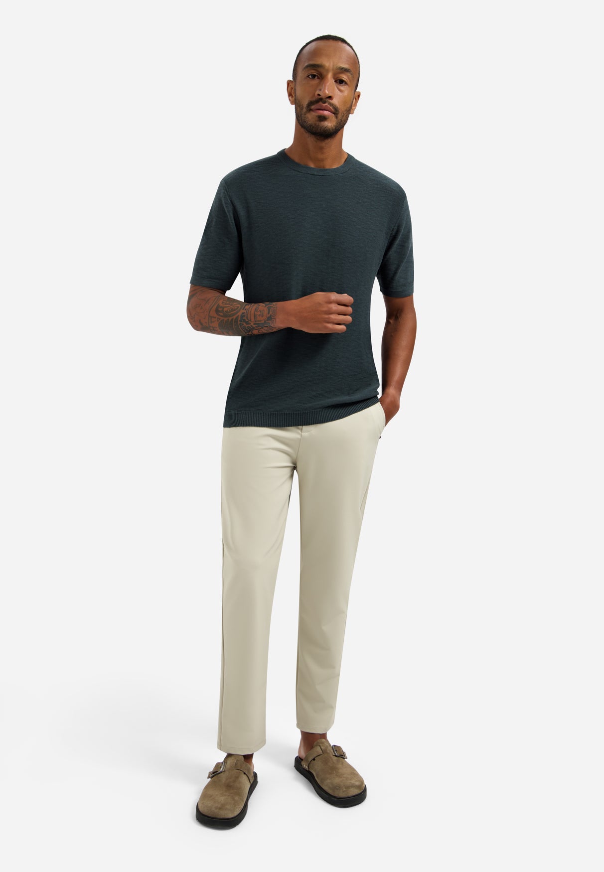 Knitted slub T-shirt | Dark Steel