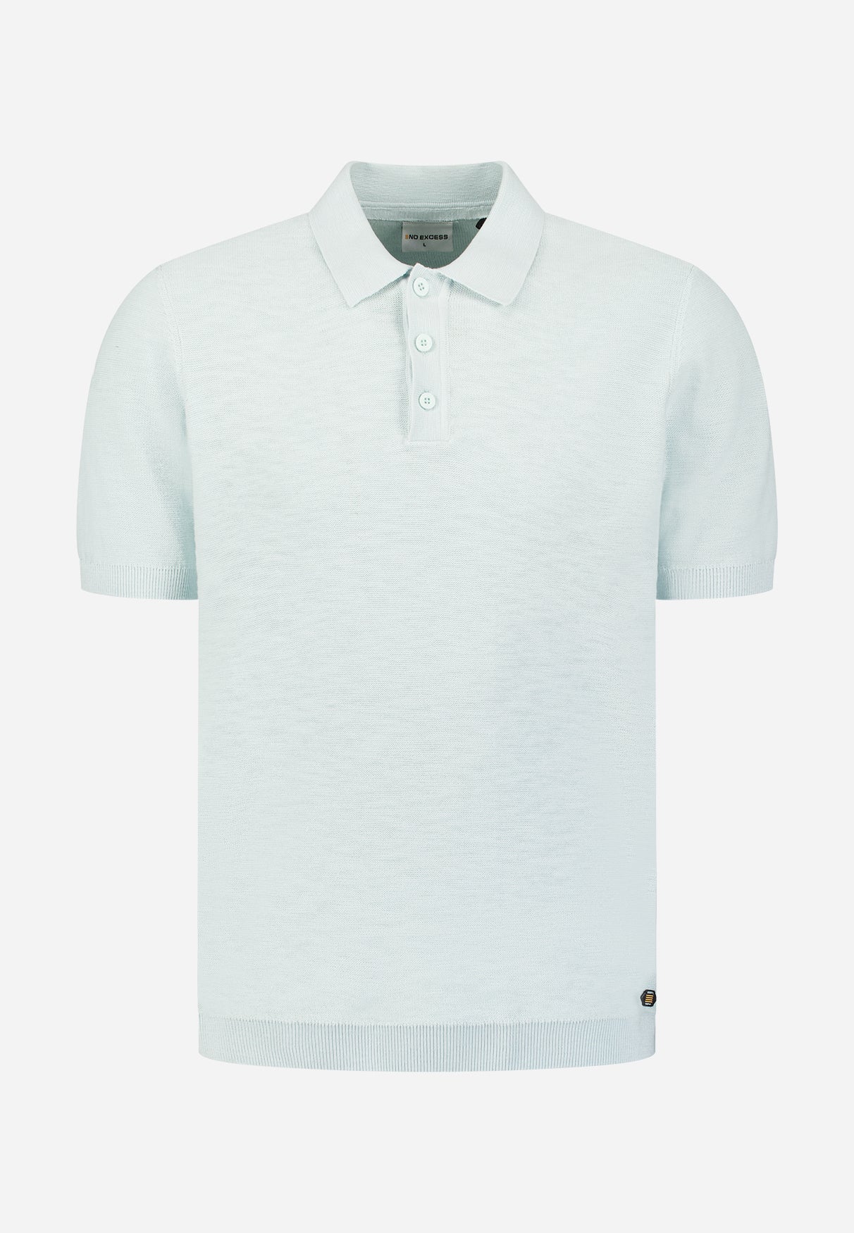 Knitted slub polo shirt with buttons | Sky