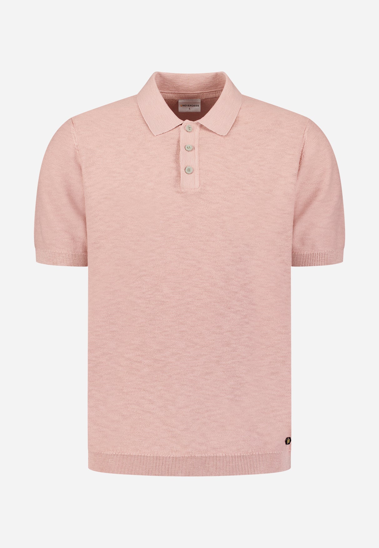 Knitted slub polo shirt with buttons | Light Mauve