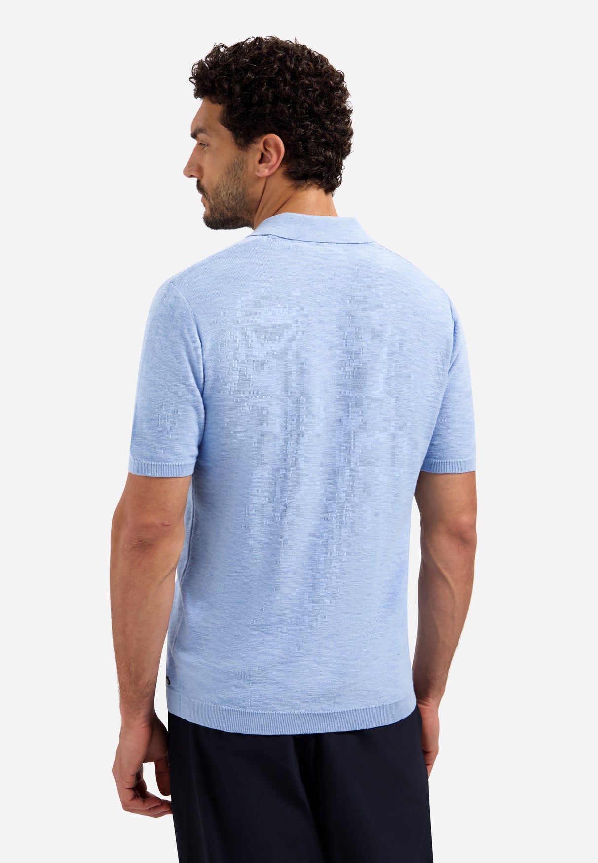 Polo tricoté à col en V | Blue