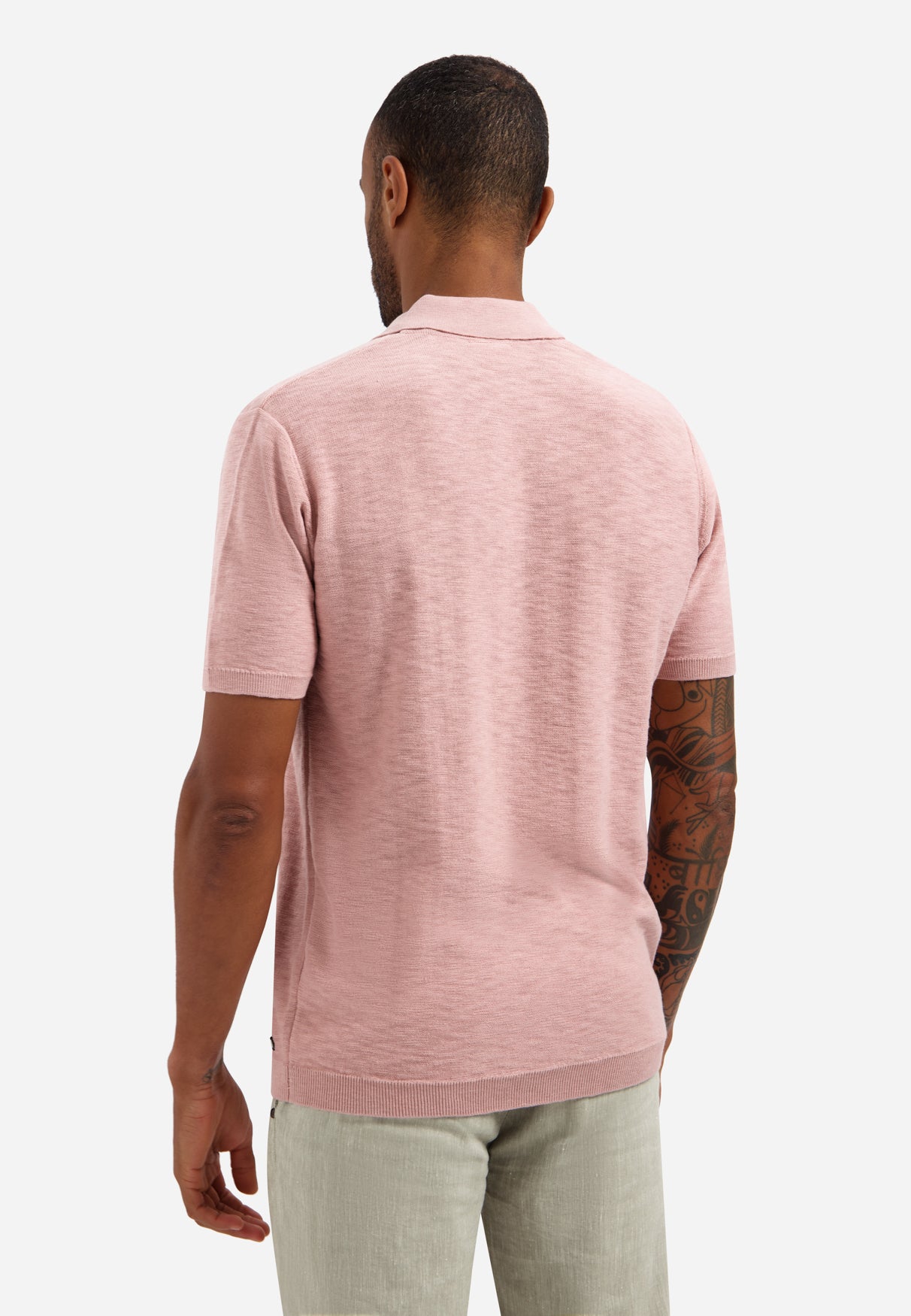 Polo tricoté à col en V | Light Mauve