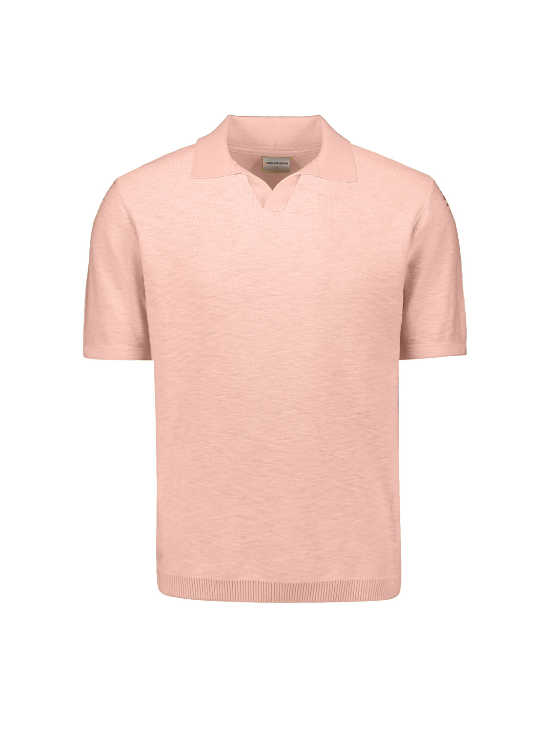 Knitted V-neck polo shirt | Light Mauve