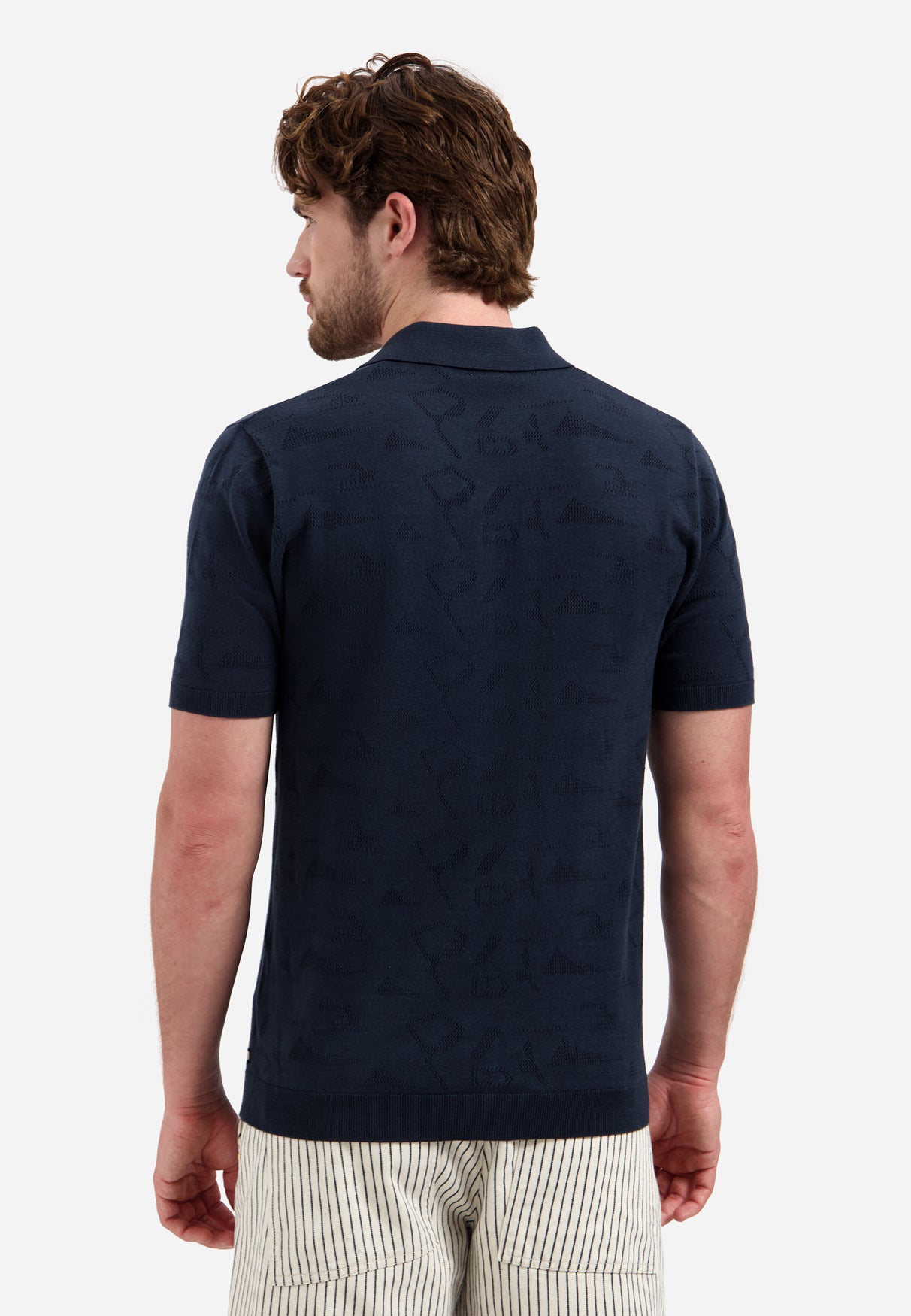 Knitted jacquard polo shirt | Night