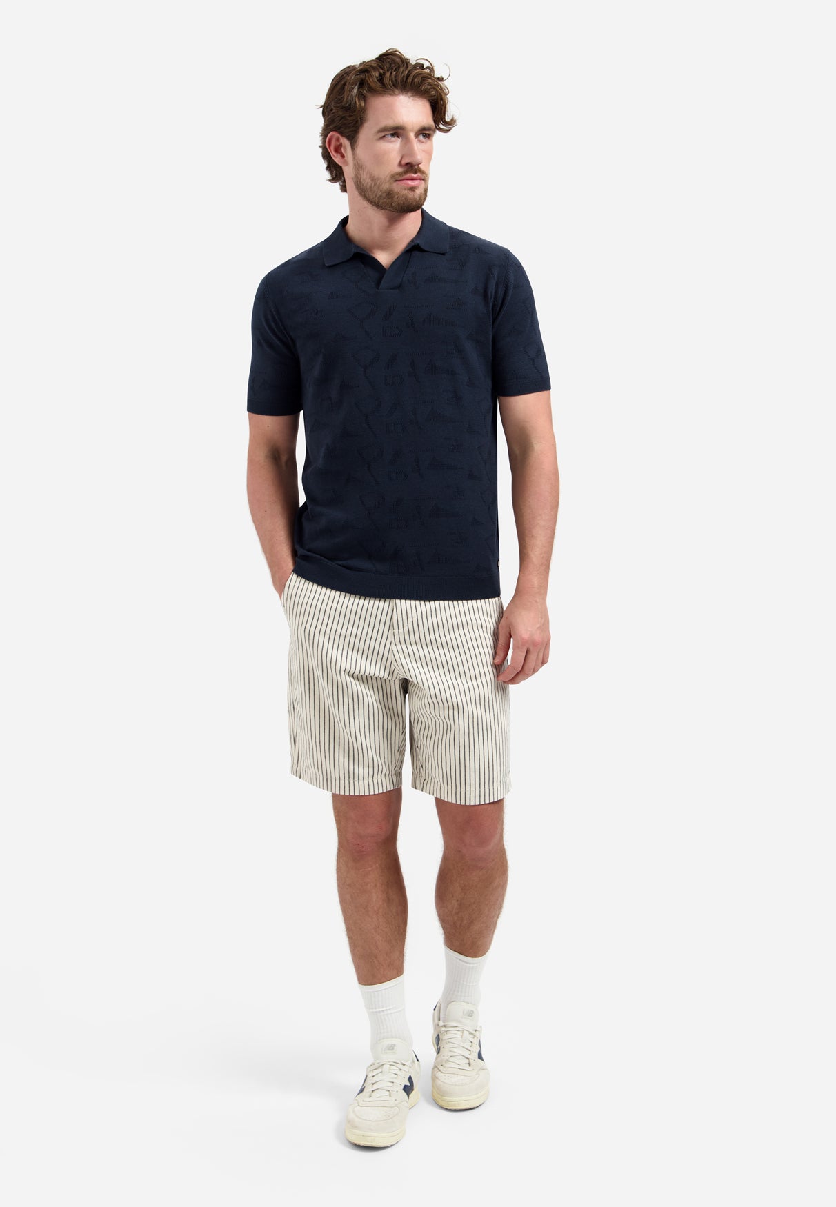 Knitted jacquard polo shirt | Night
