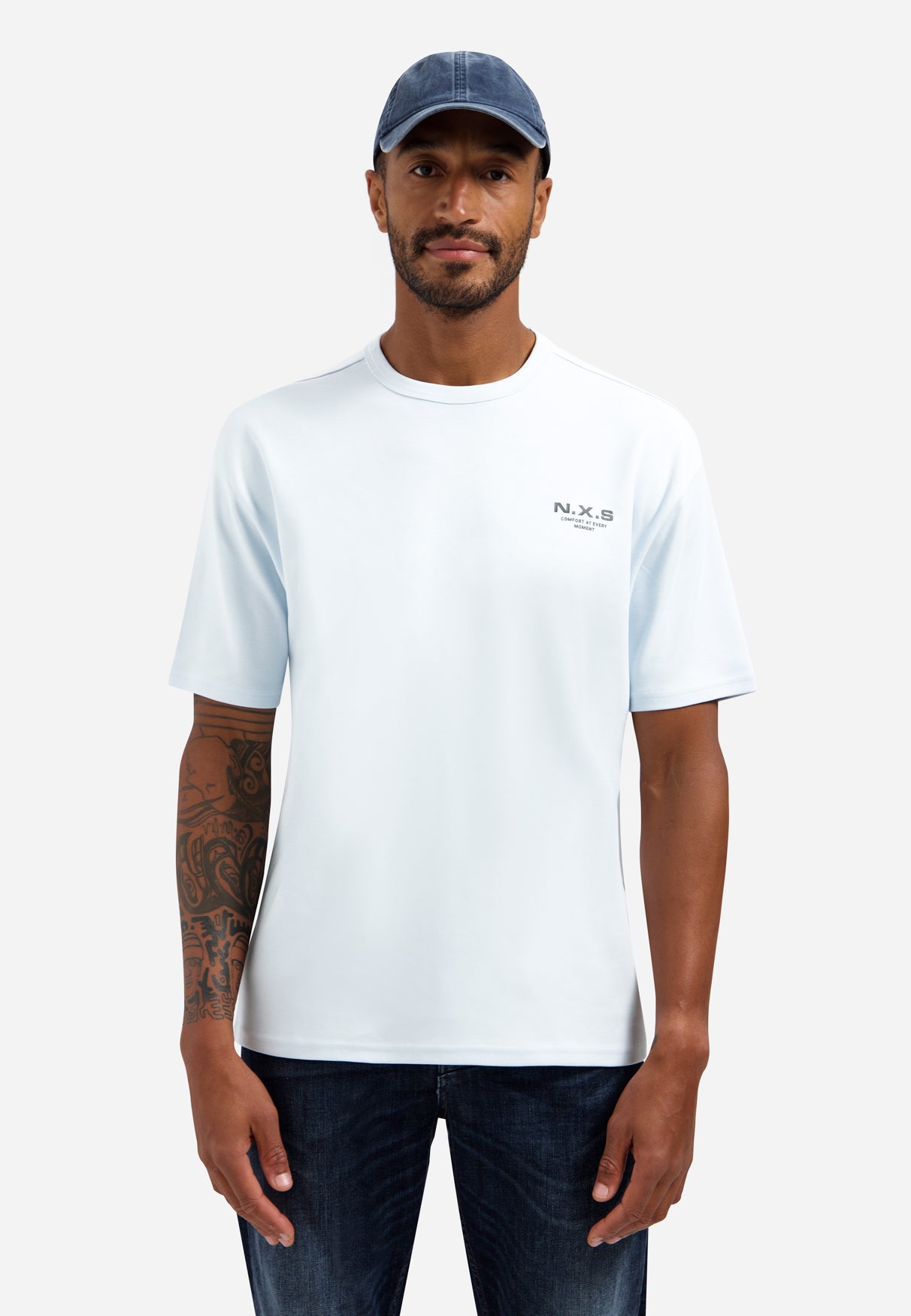 Heavy crew neck T-shirt | Sky