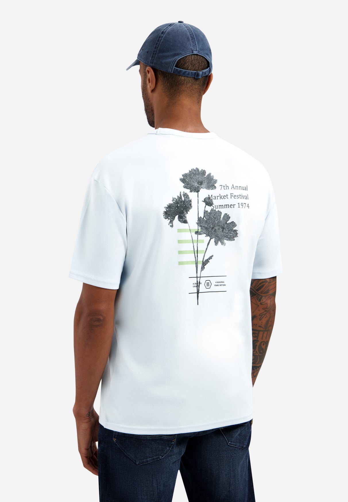 Heavy crew neck T-shirt | Sky