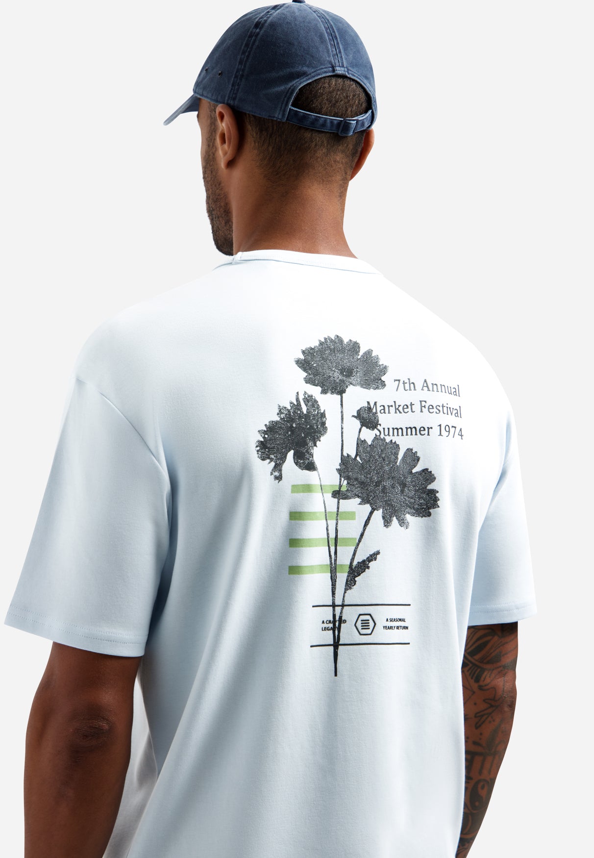 Heavy crew neck T-shirt | Sky