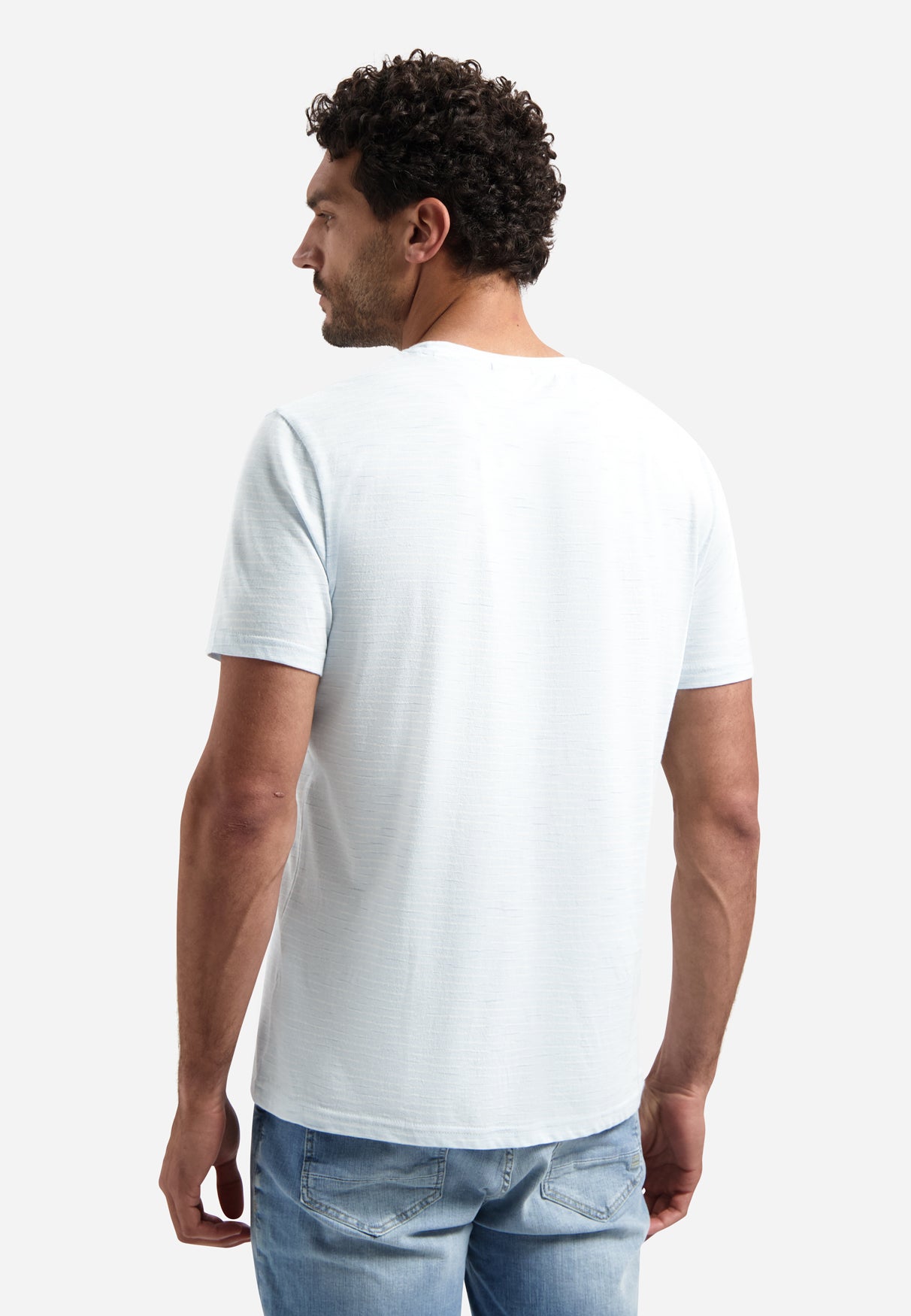 T-shirt rayé à col rond | Sky