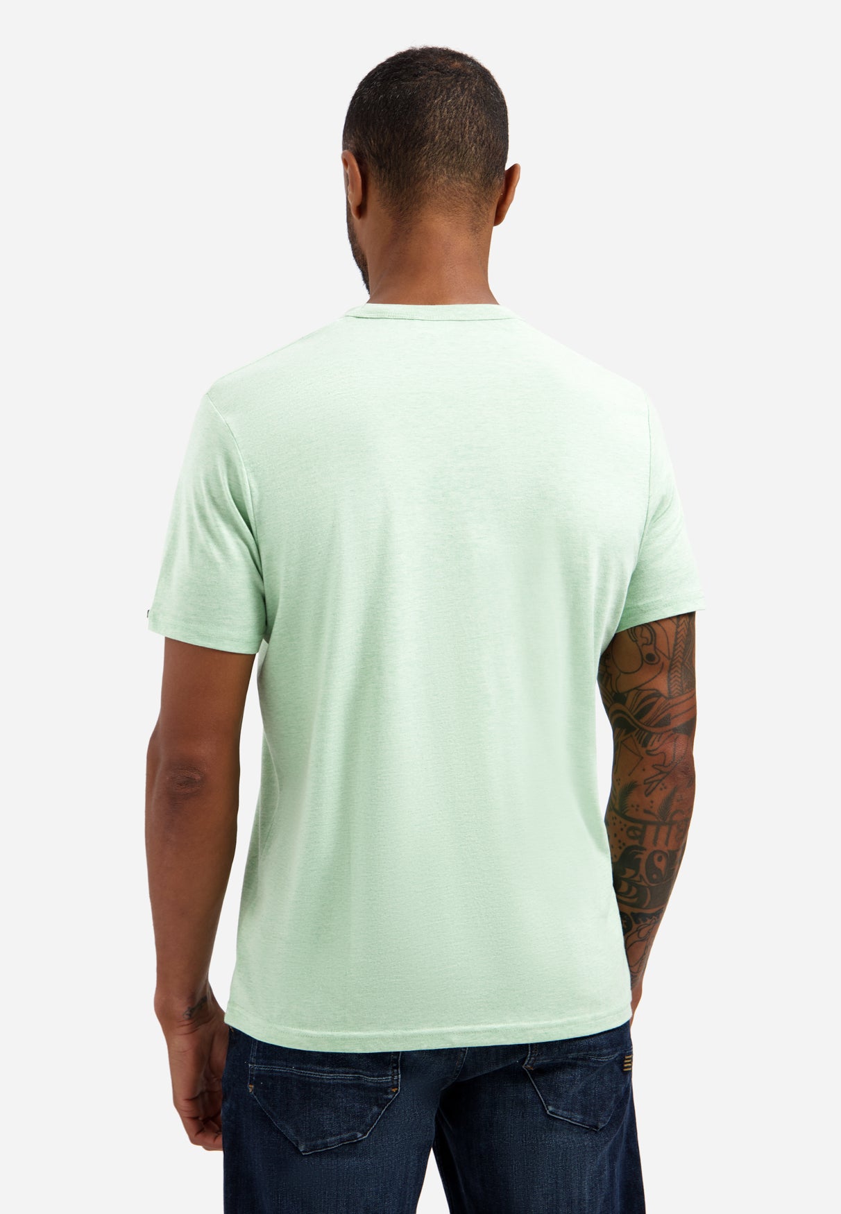 Melange T-shirt with round neck | Green