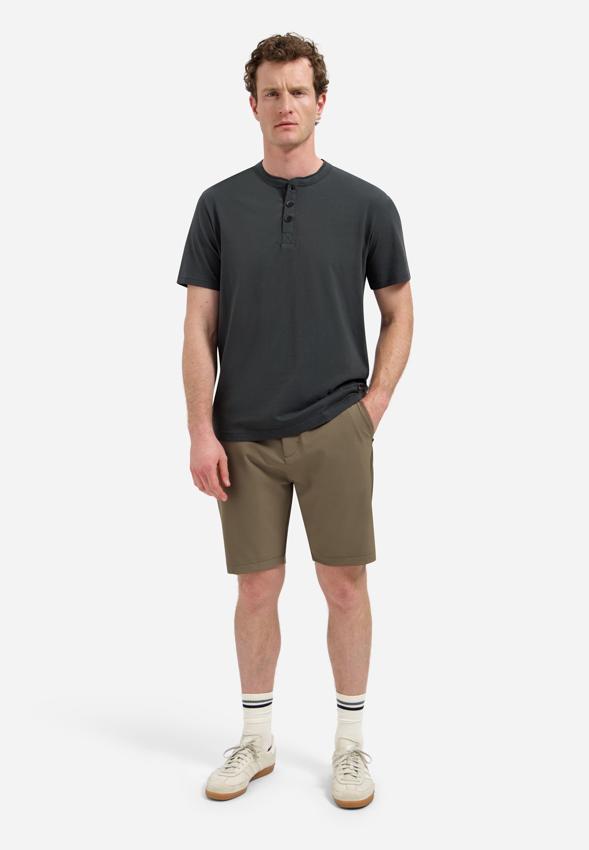 T-shirt chiné avec fermeture à boutons | Dark Steel