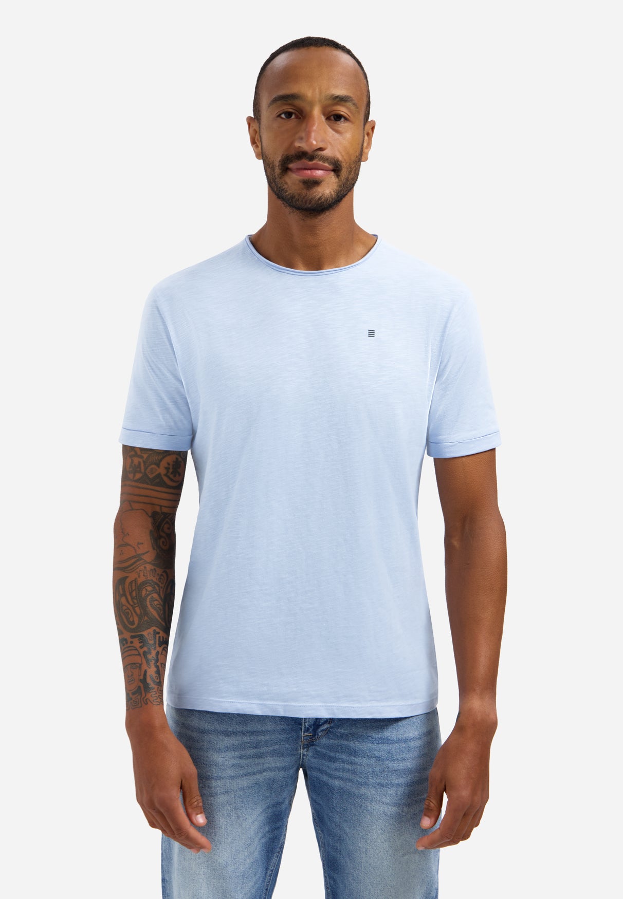 T-shirt flammé à col rond | Blue