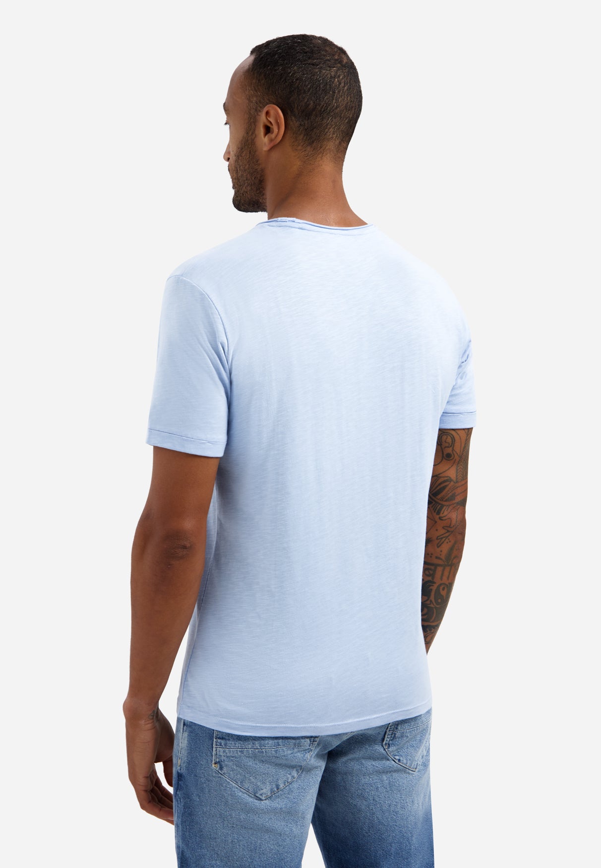 Slub T-shirt with round neck | Blue
