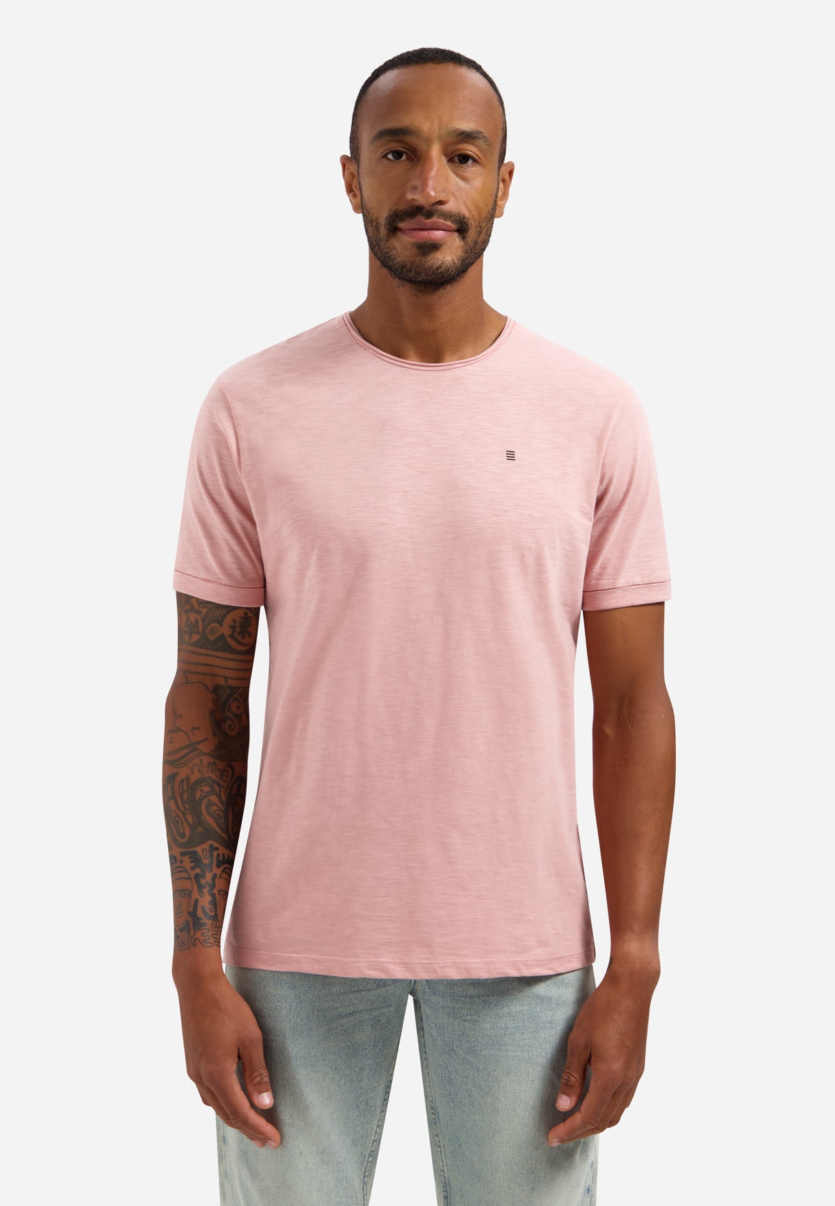 T-shirt flammé à col rond | Light Mauve