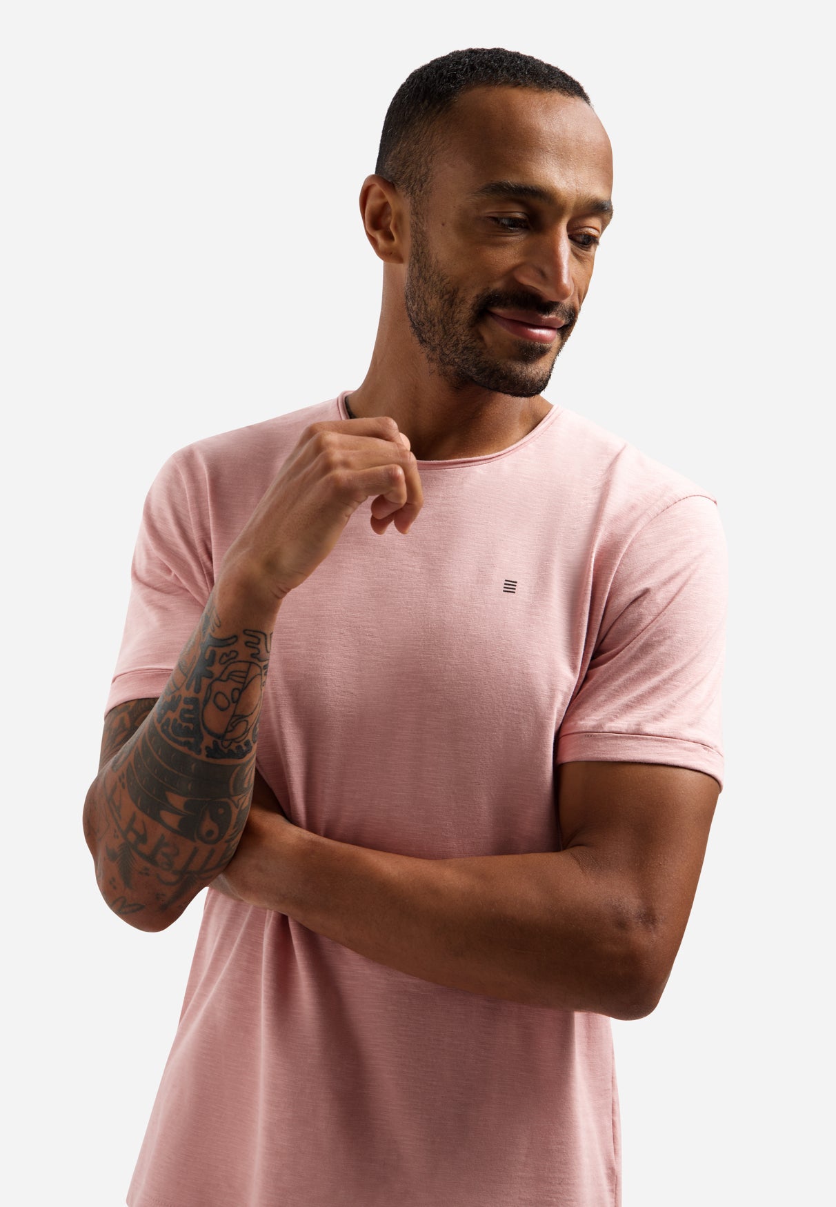 T-shirt flammé à col rond | Light Mauve