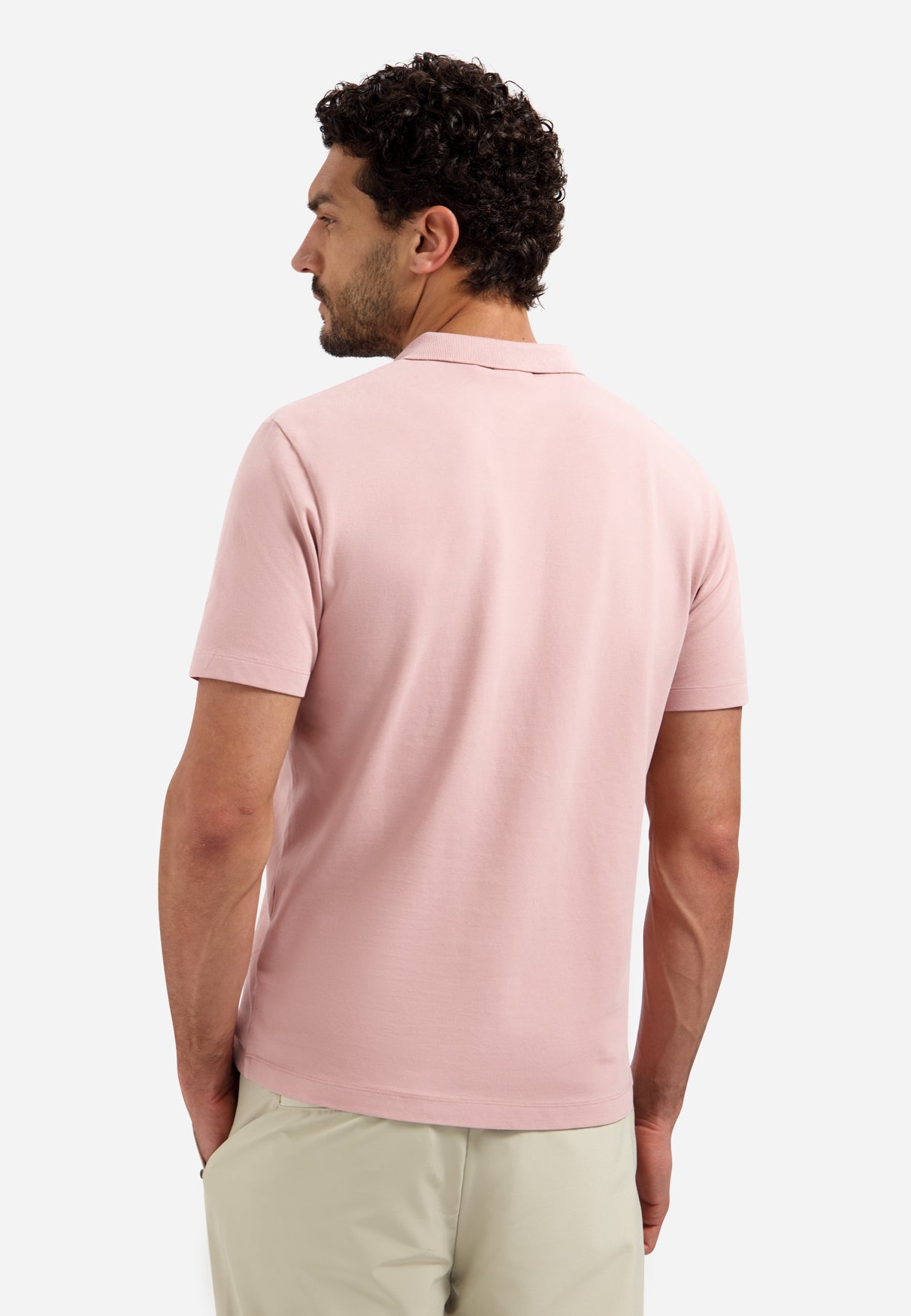 Basic polo shirt with V-neck | Light Mauve