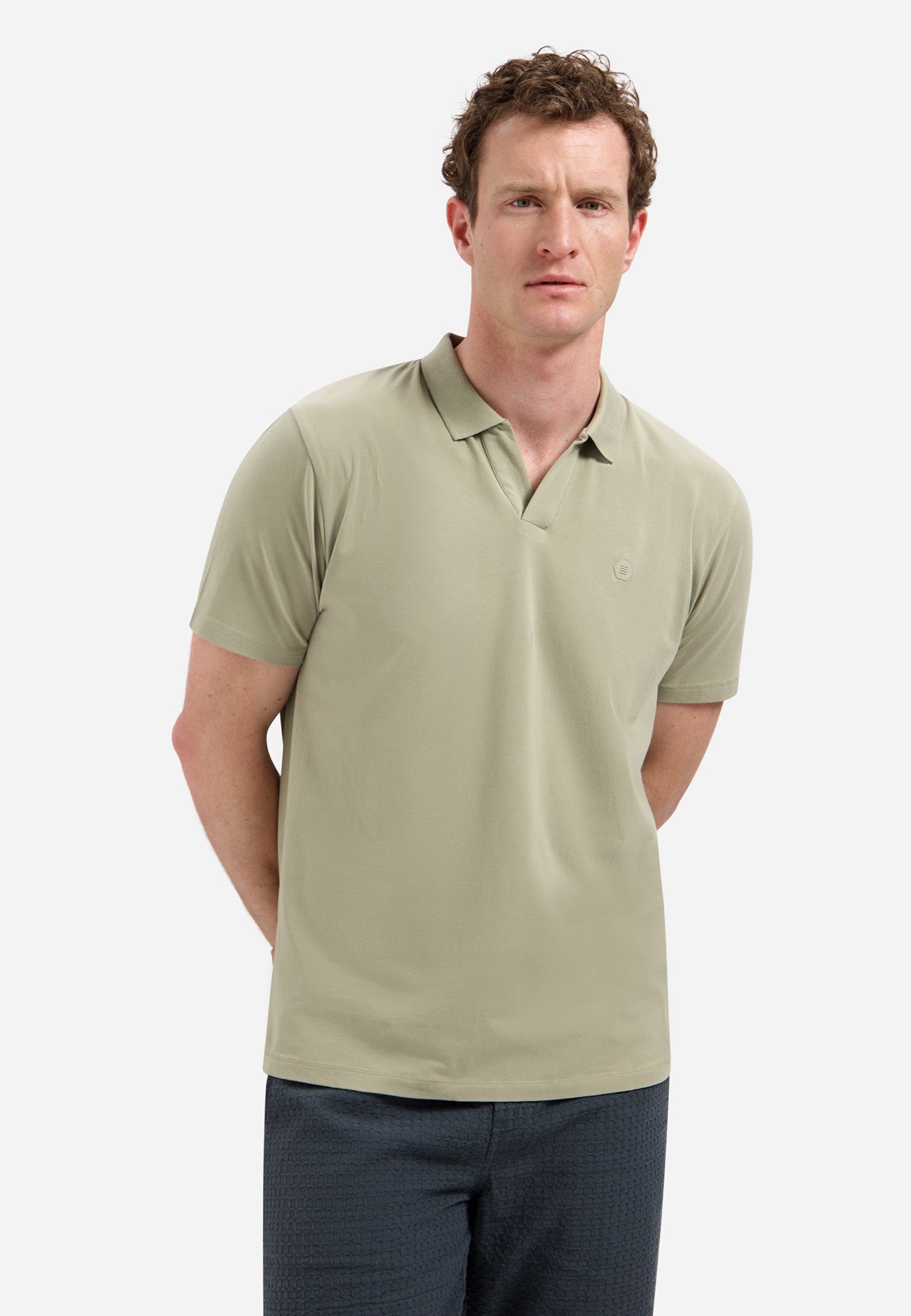 Polo à col en V | Taupe