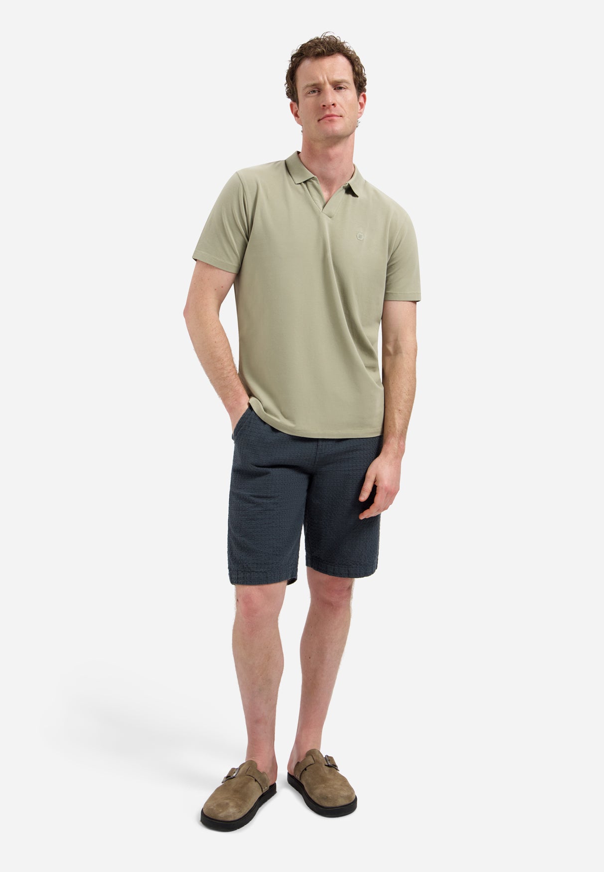 Polo à col en V | Taupe