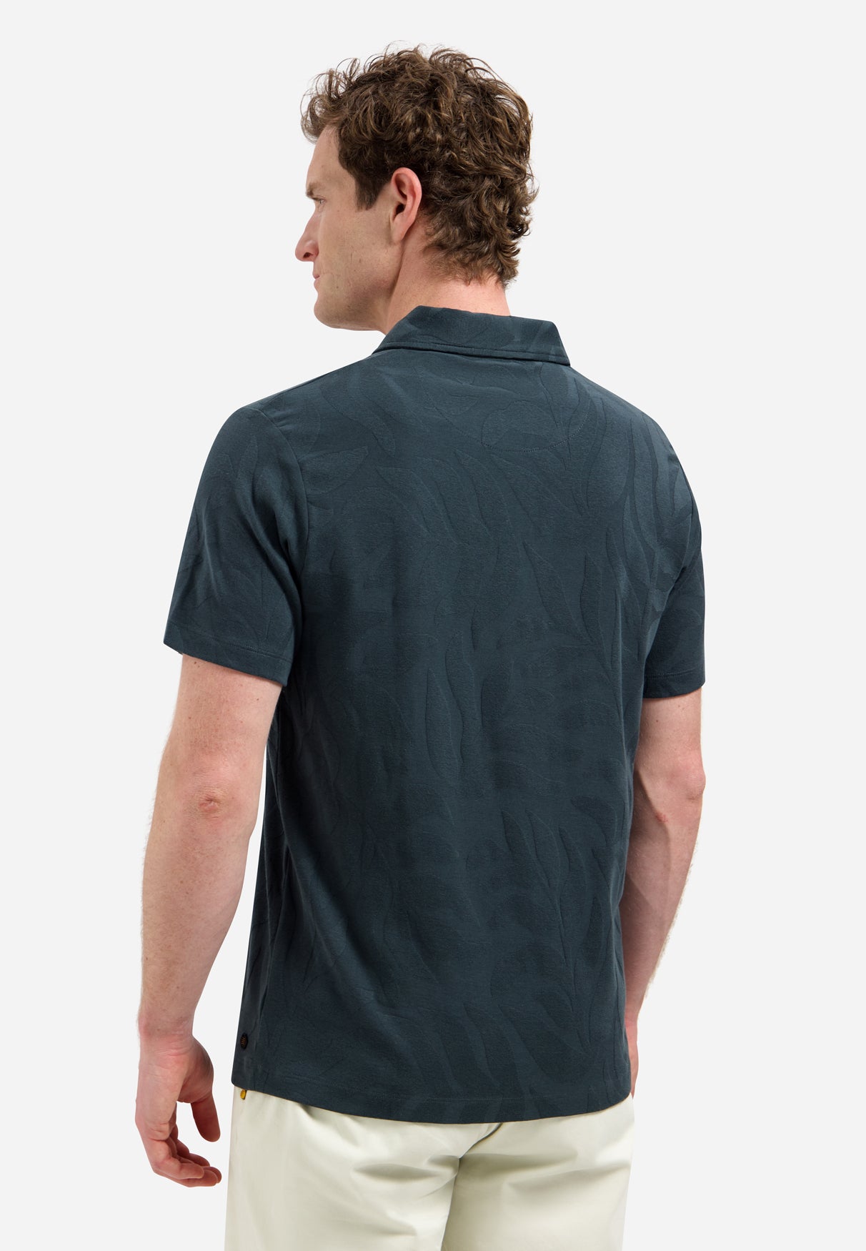 Jacquard polo shirt with half-zip | Dark Steel