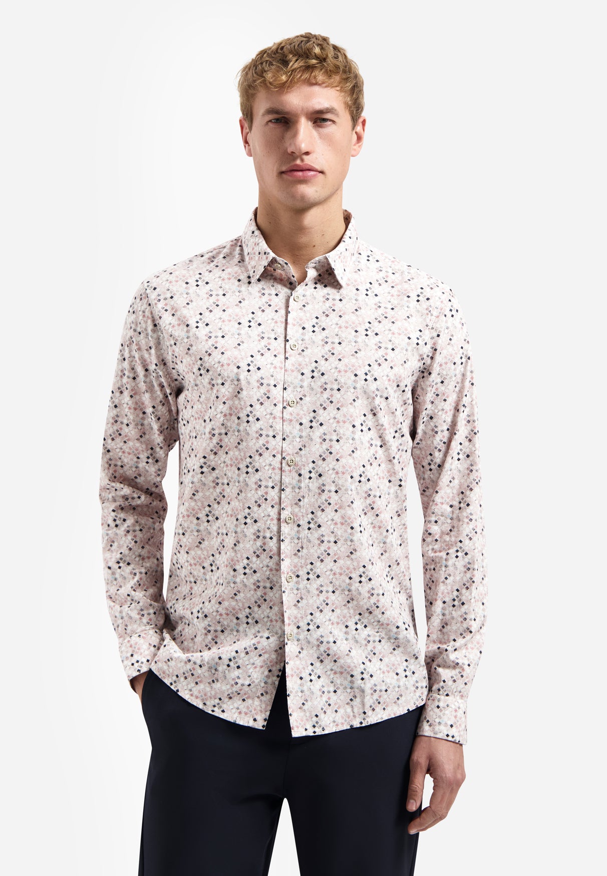 Shirt with microprint | Light Mauve