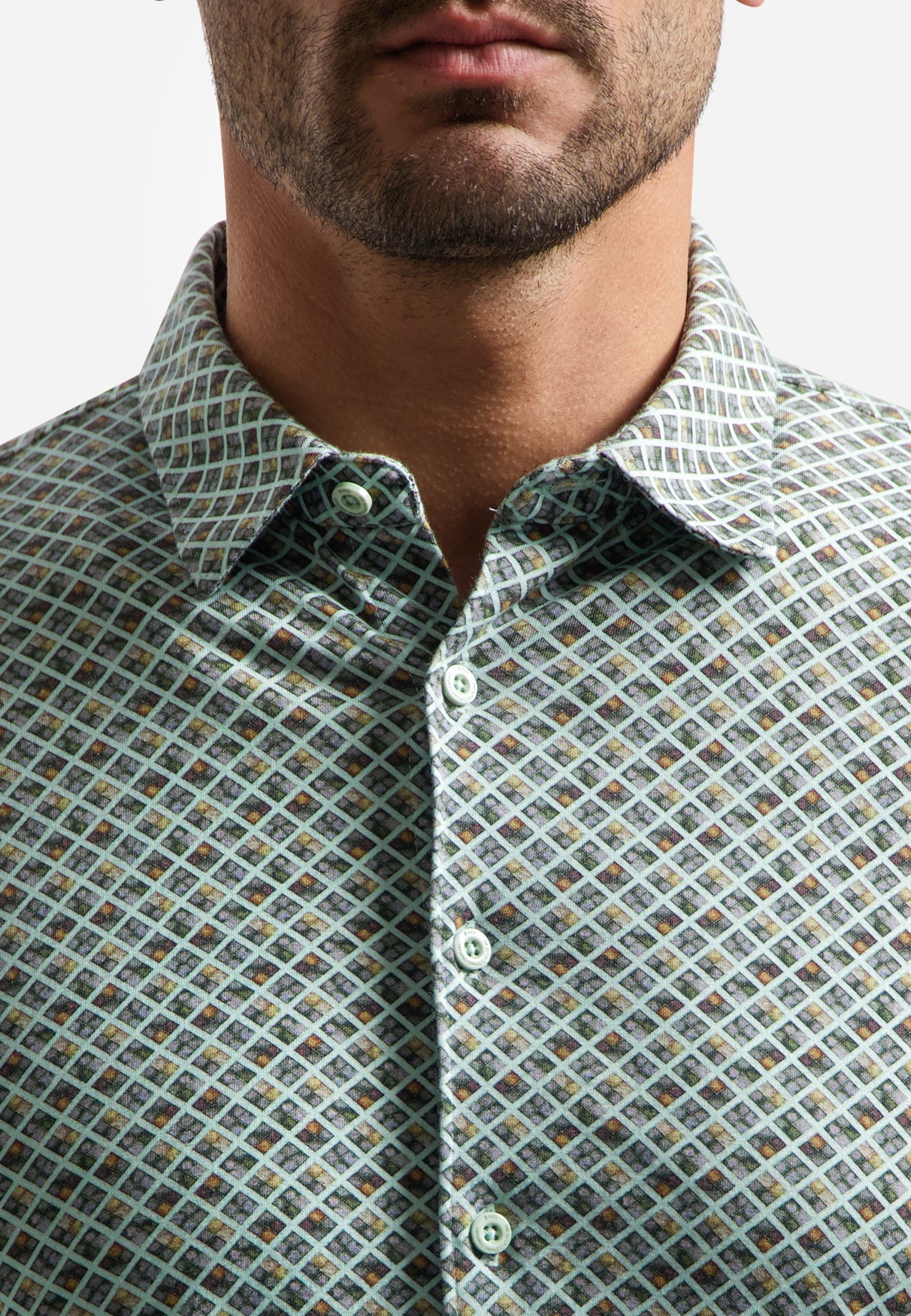 Printed shirt with short sleeves | Green