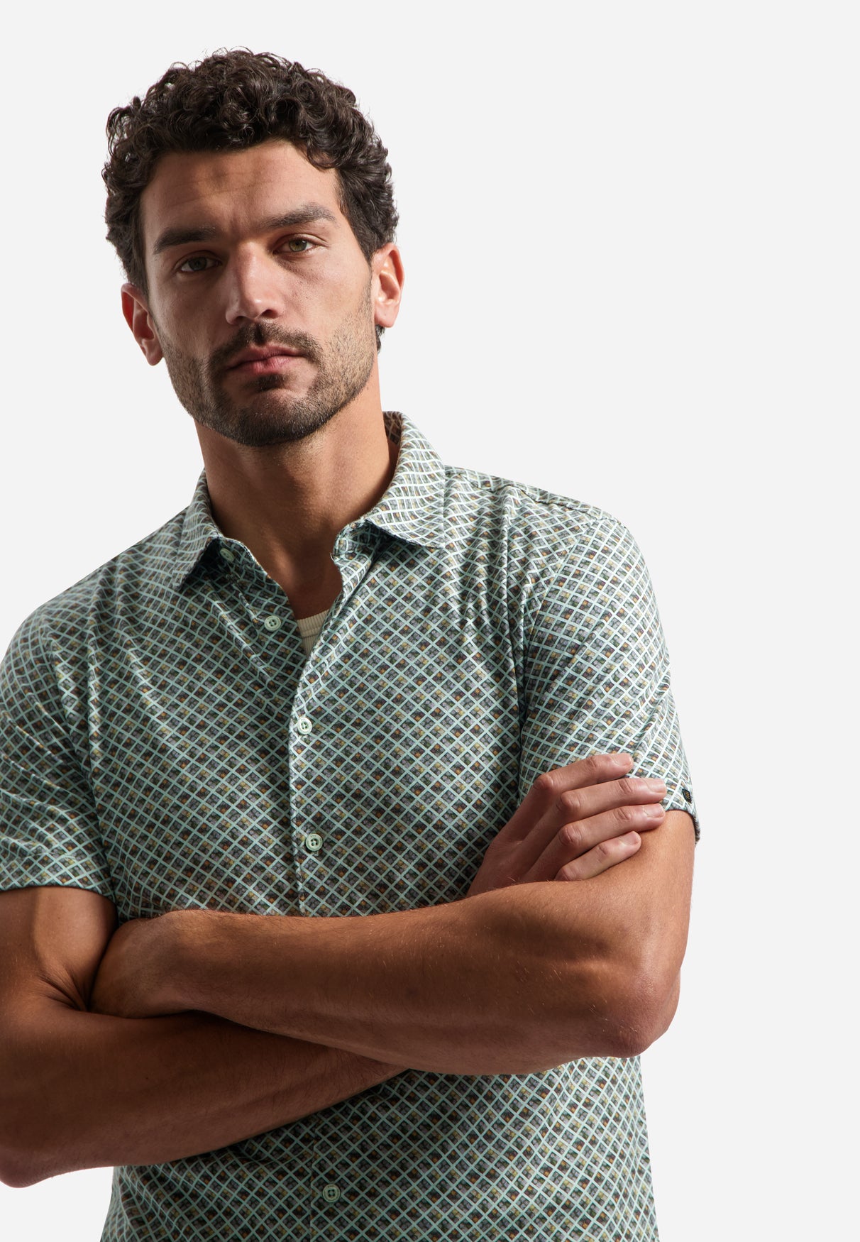 Printed shirt with short sleeves | Green