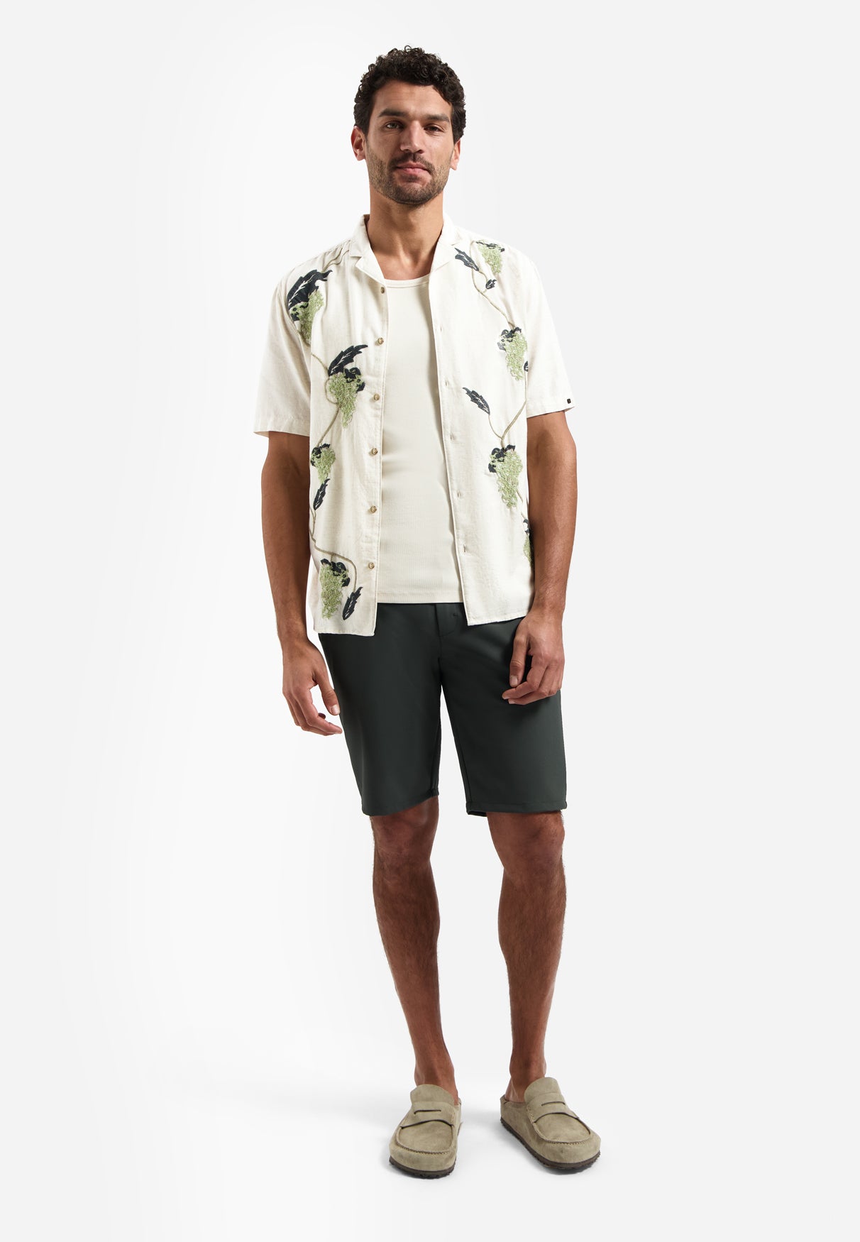 Embroidered short-sleeved shirt | Green