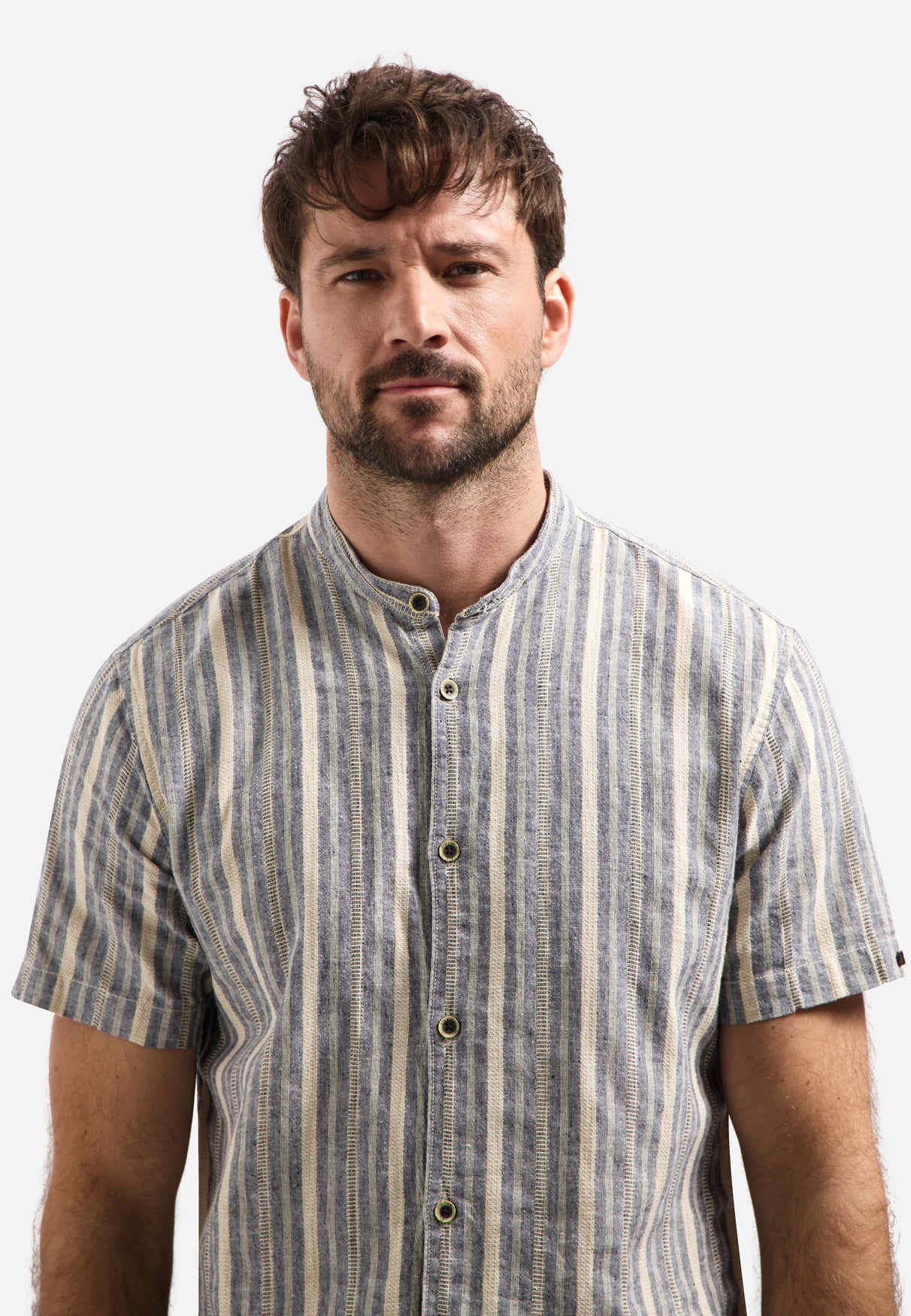 Short-sleeved striped shirt | Blue