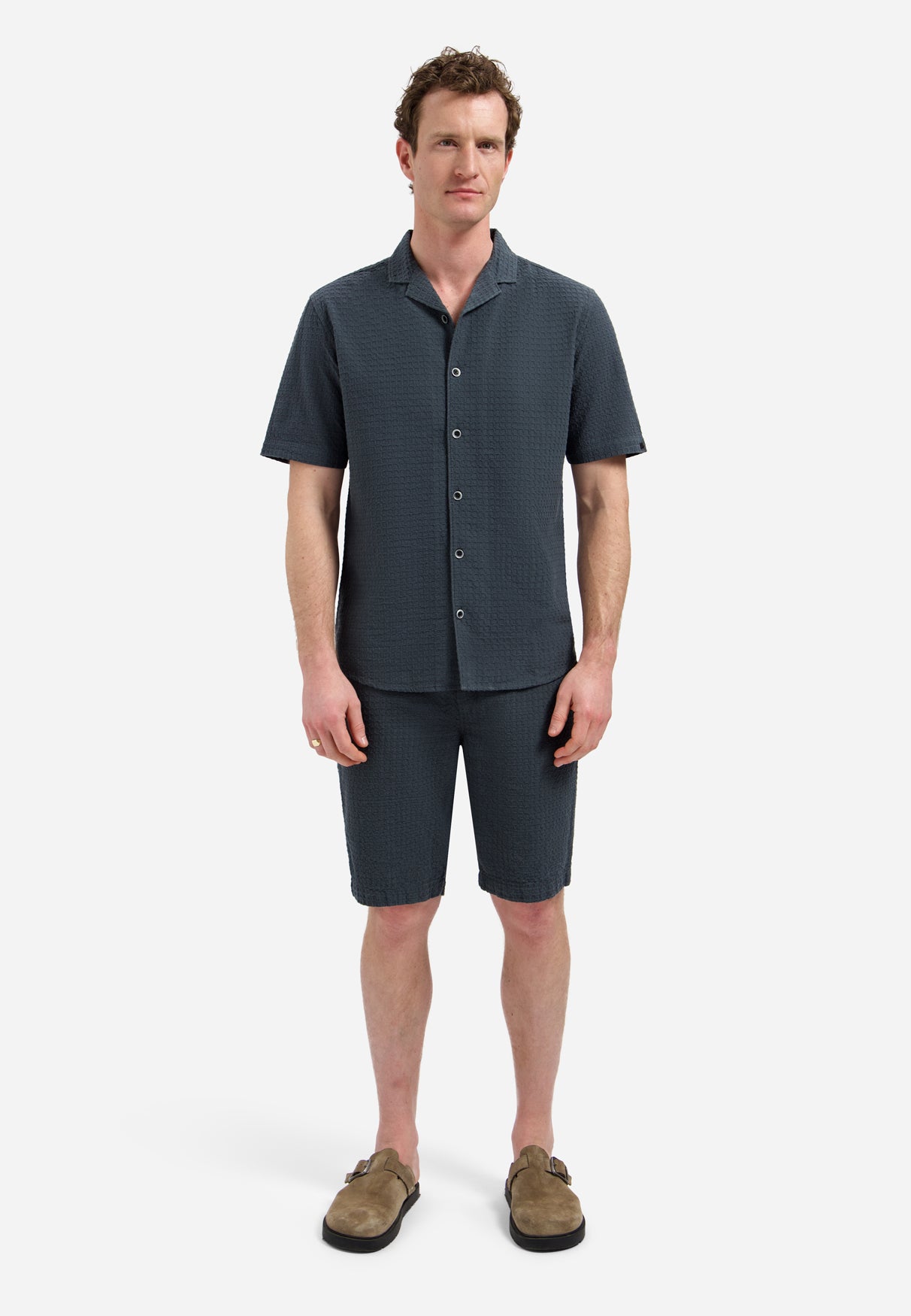 Cotton short-sleeved shirt | Dark Steel