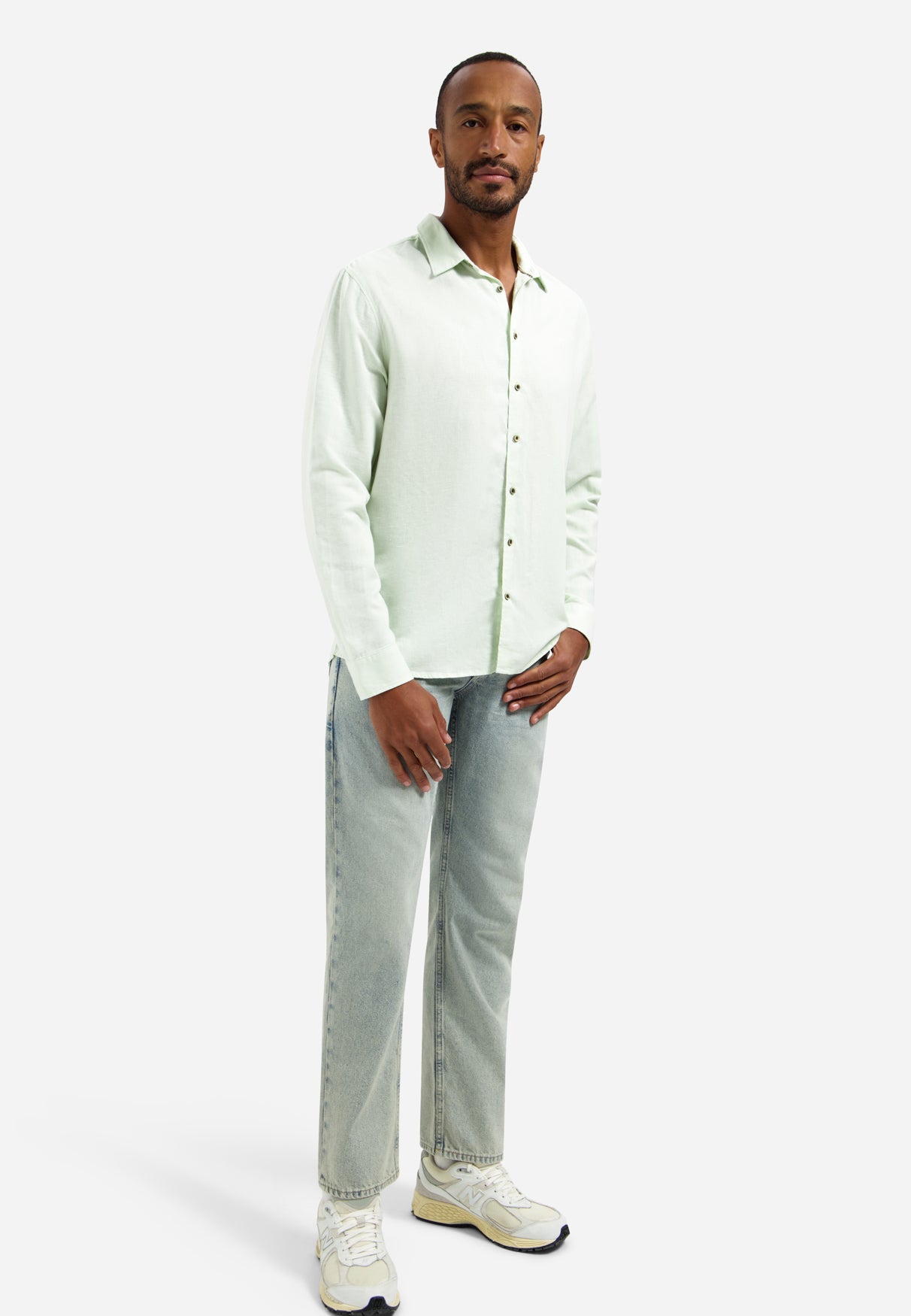 Linen blend shirt | Seagreen