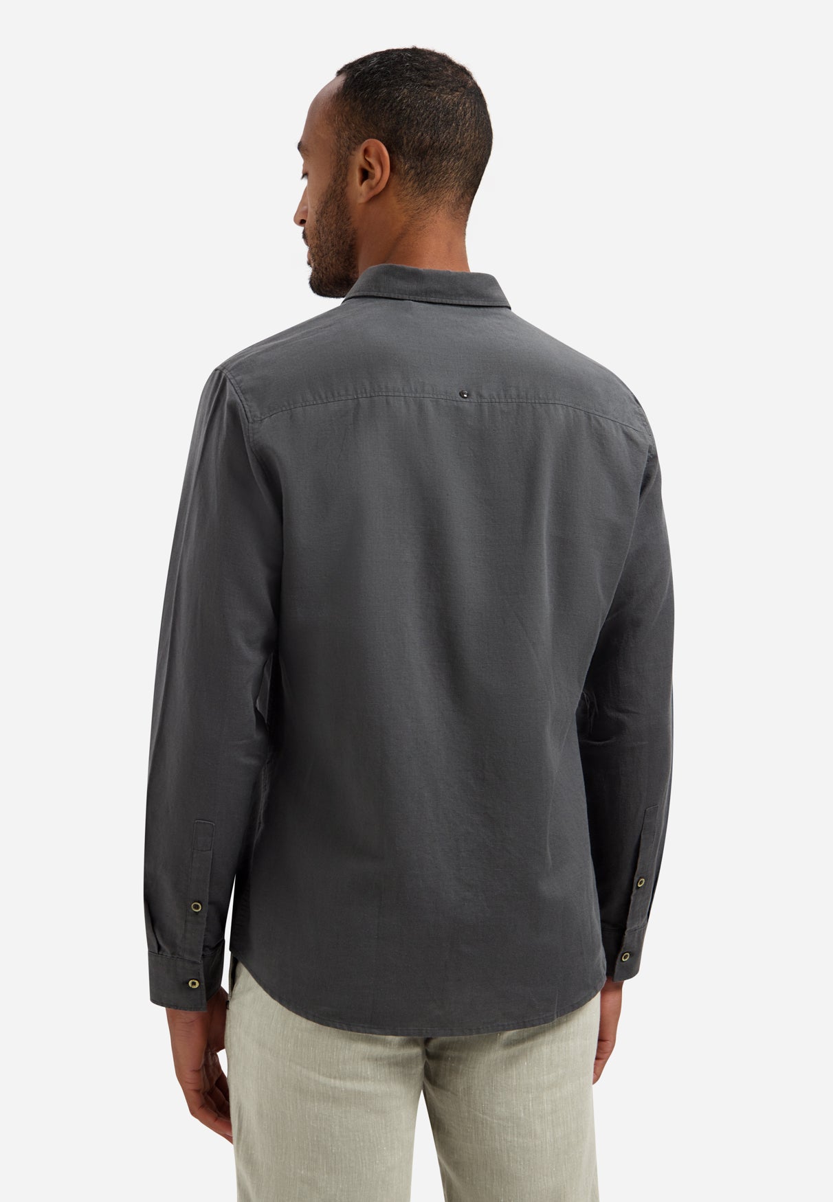 Linen blend shirt | Dark Steel