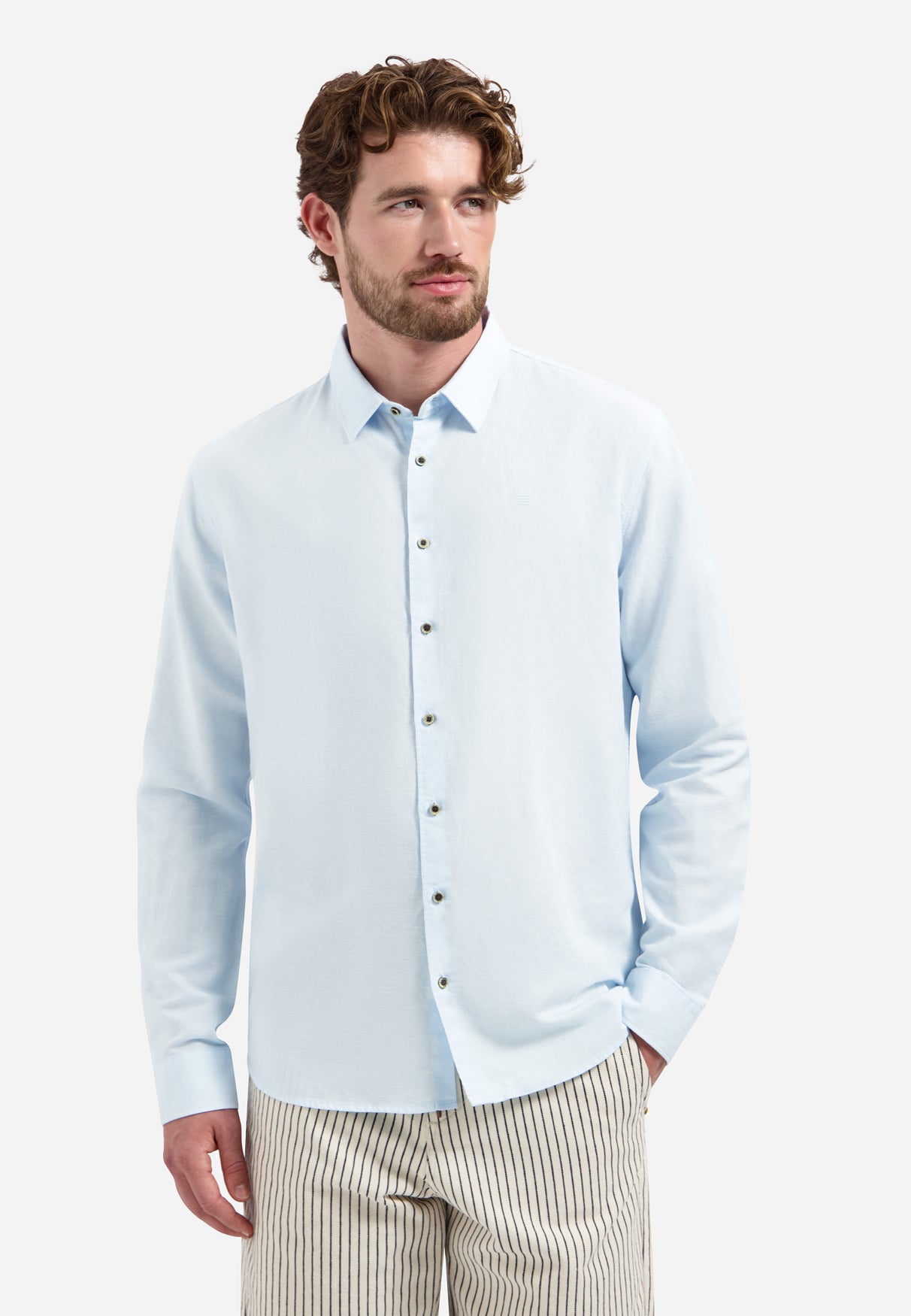 Linen blend shirt | Sky