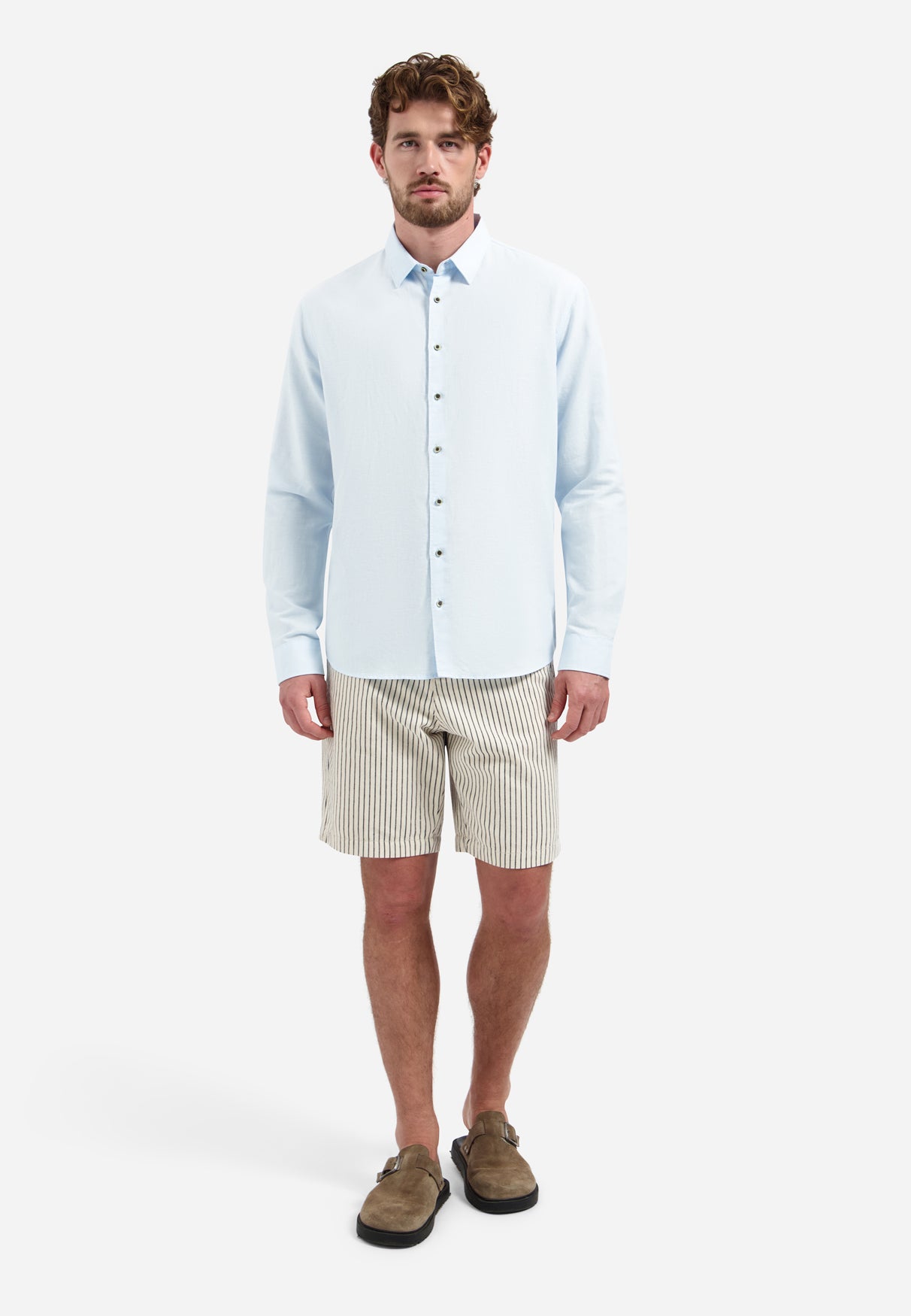 Linen blend shirt | Sky