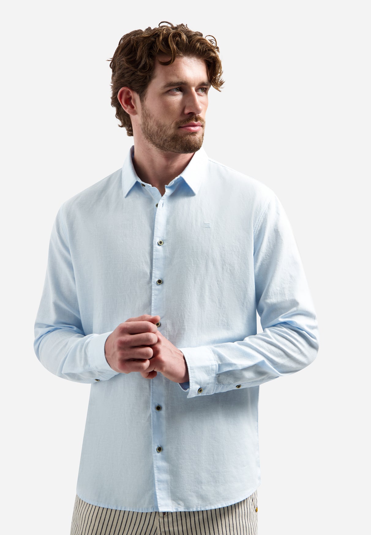 Linen blend shirt | Sky