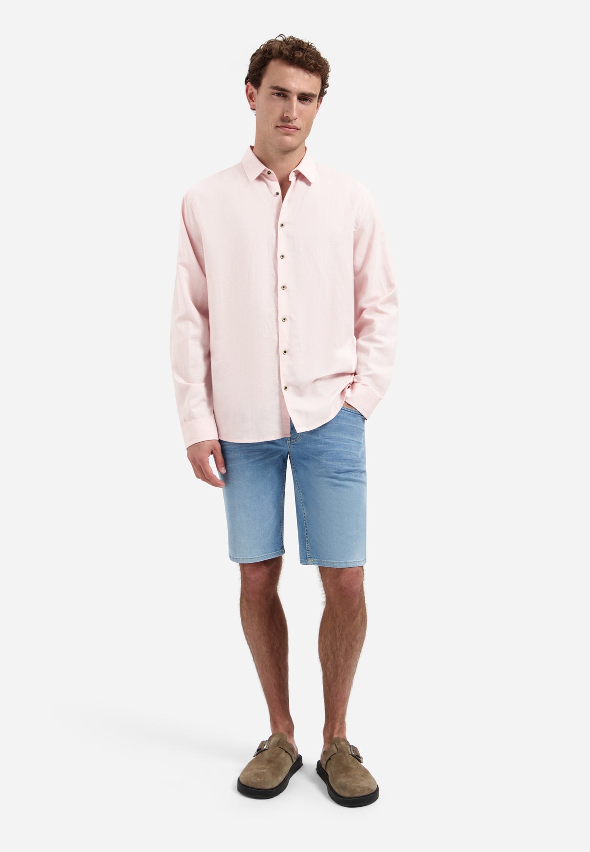 Linen blend shirt | Soft Pink