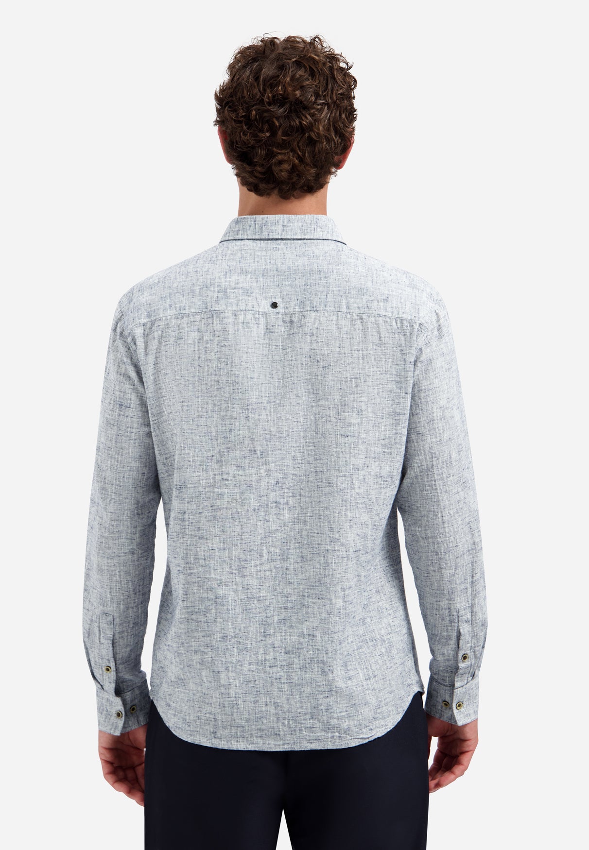 Two-tone linen blend shirt | Indigo Blue
