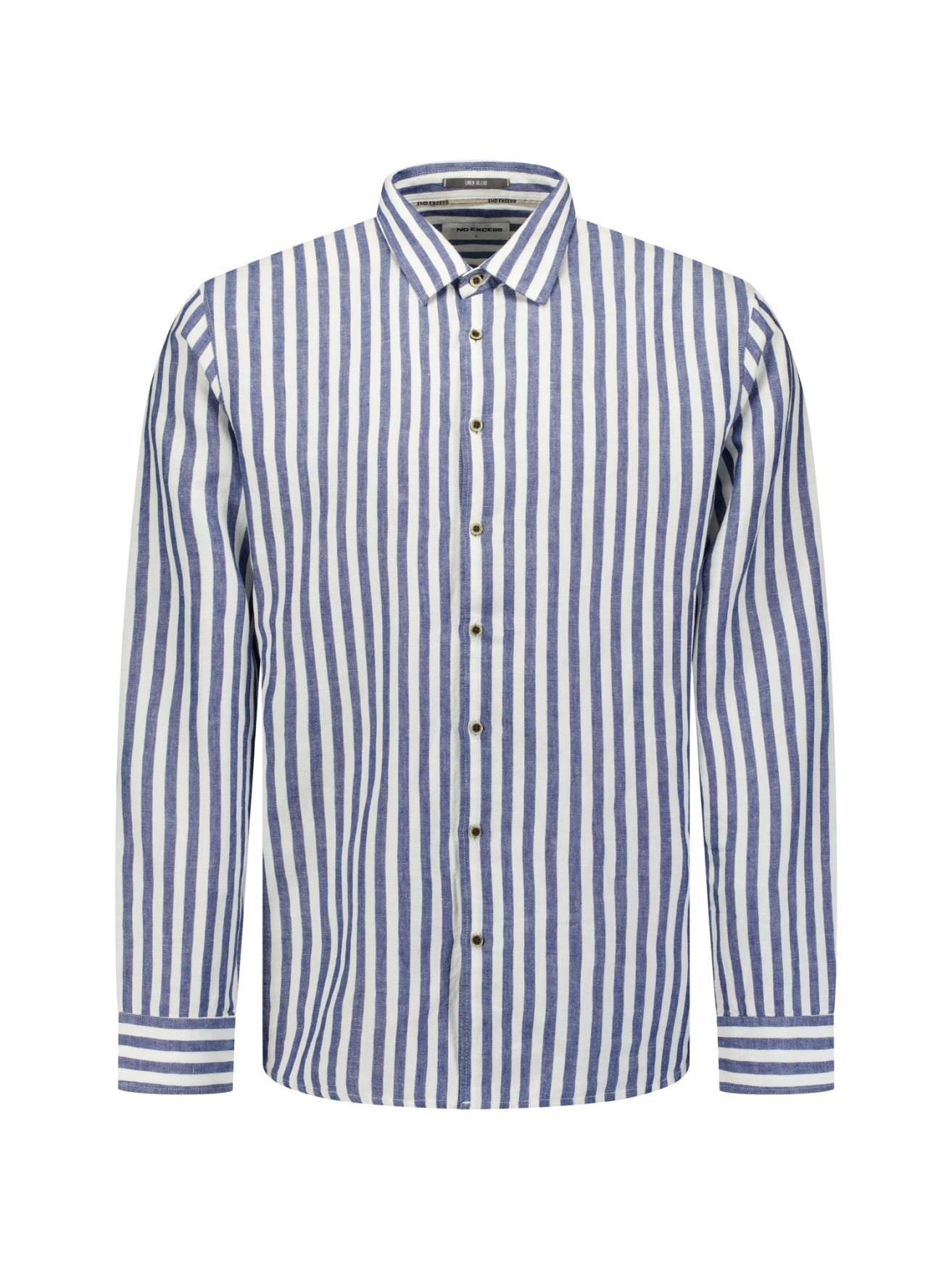 Linen-blend shirt with wide stripes | Indigo Blue