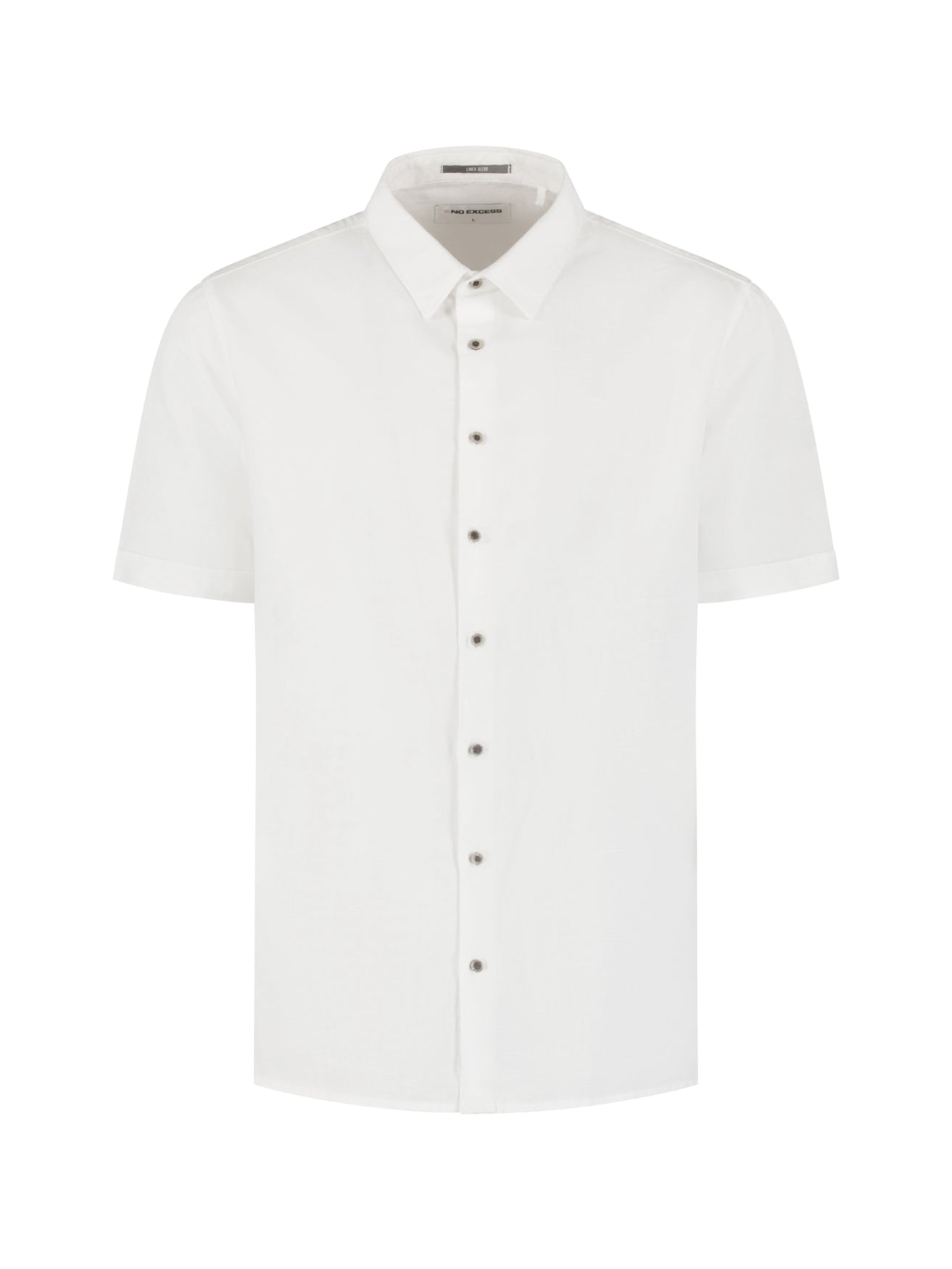 Short-sleeved linen blend shirt | White