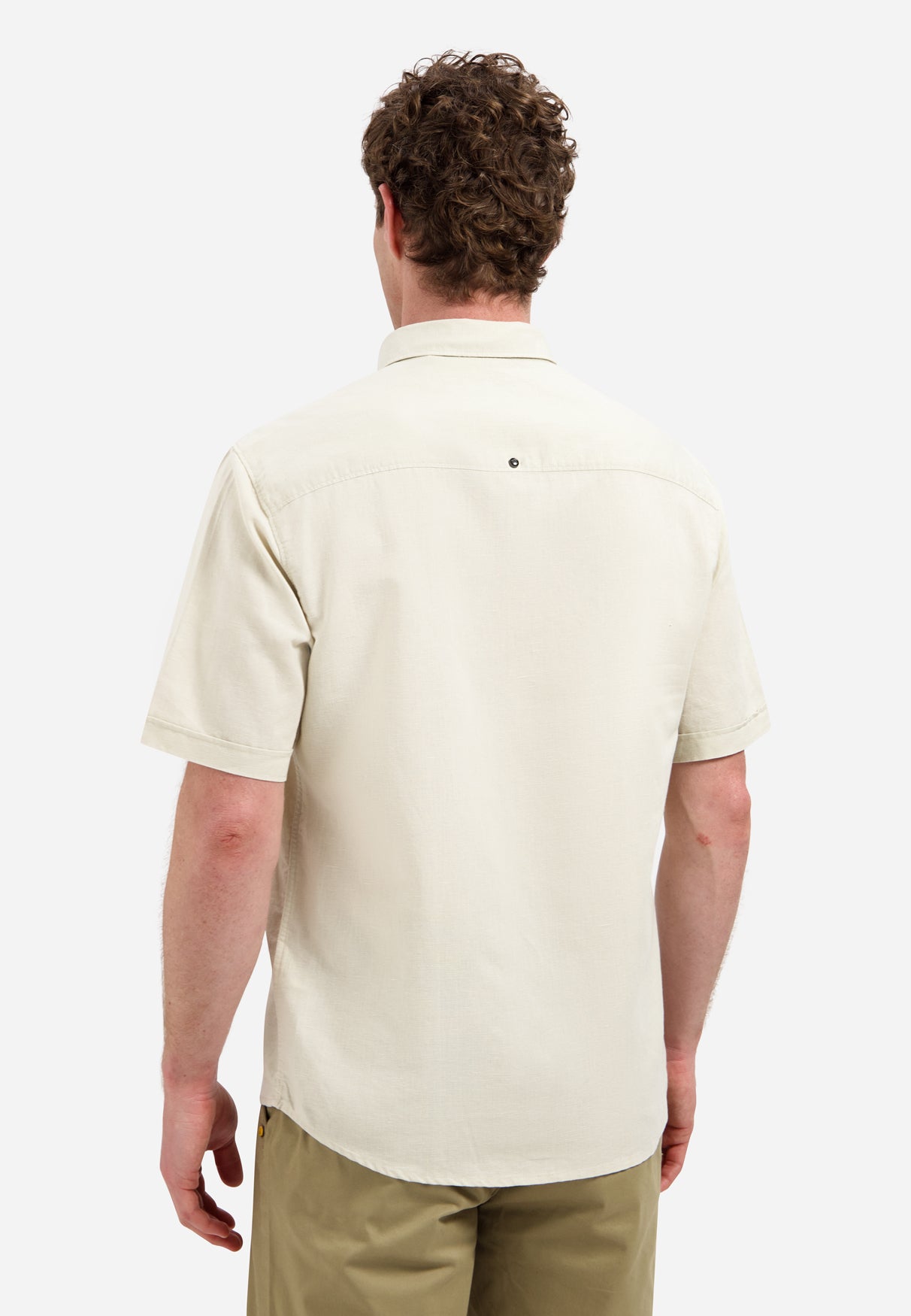 Short-sleeved linen blend shirt | Desert