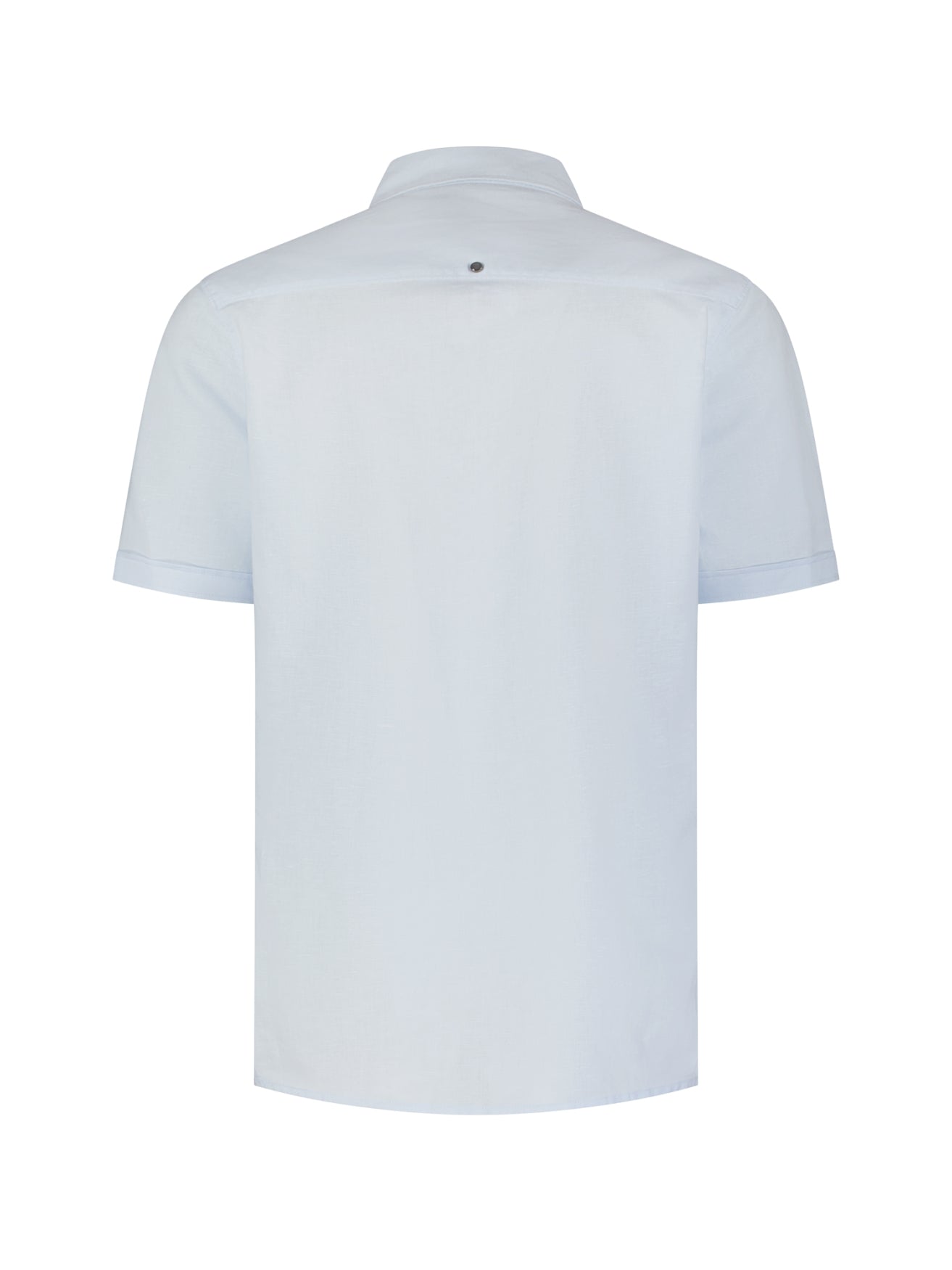 Short-sleeved linen blend shirt | Sky
